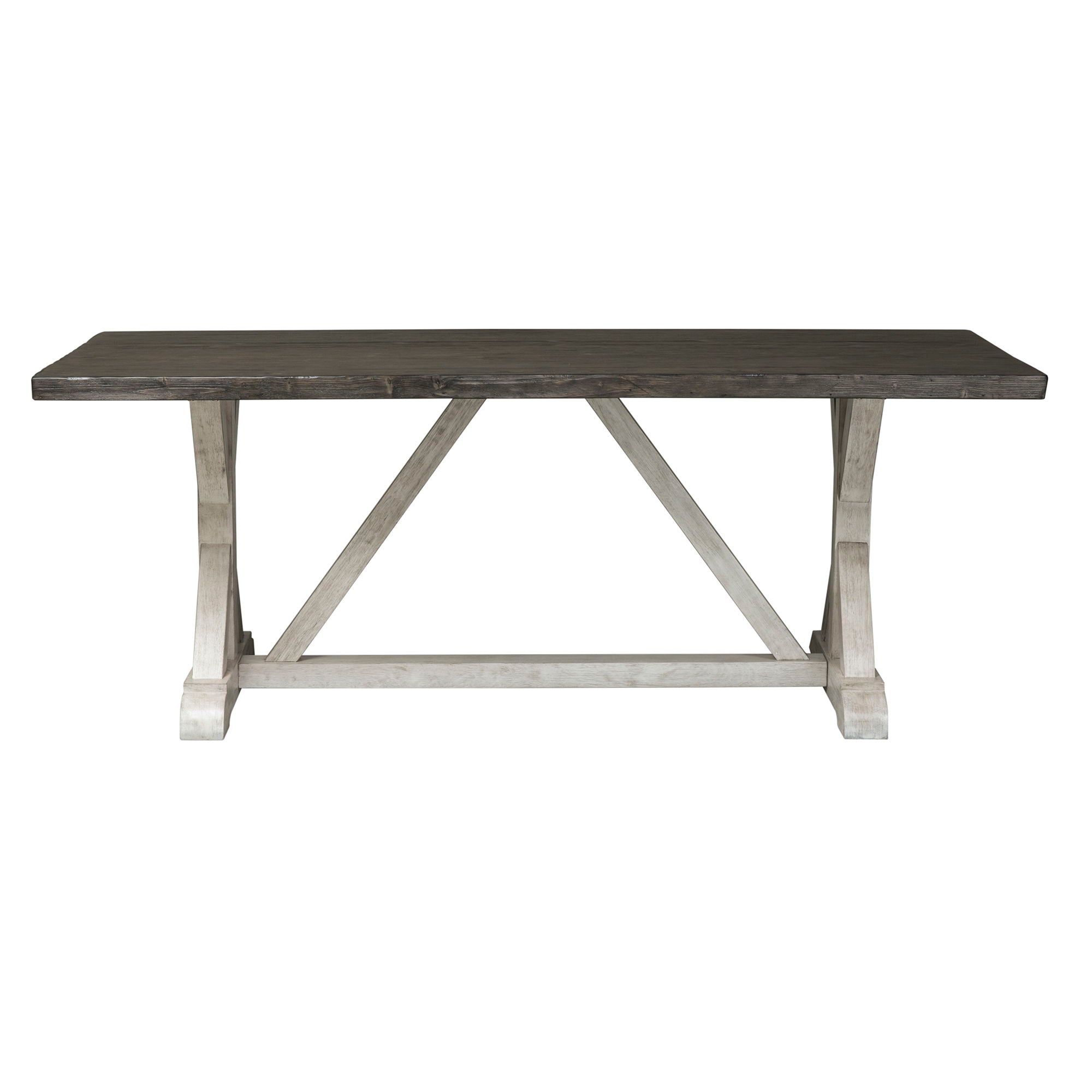 Willowrun - Trestle Table - Rustic White / Weathered Gray Top