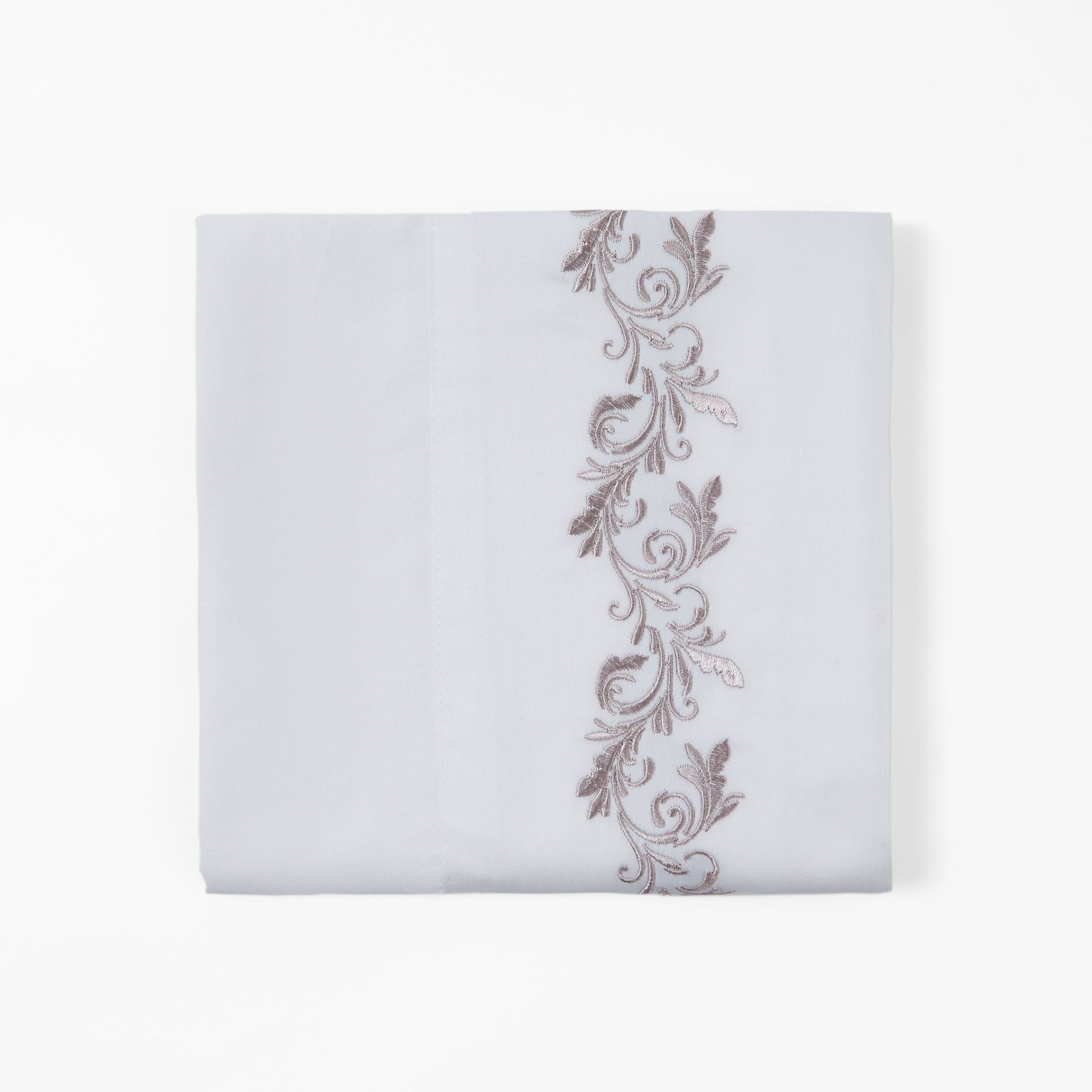Scroll Sheet - Queen 350TC Gray Scroll Embroidered Sheet Set (Set of 4) - White