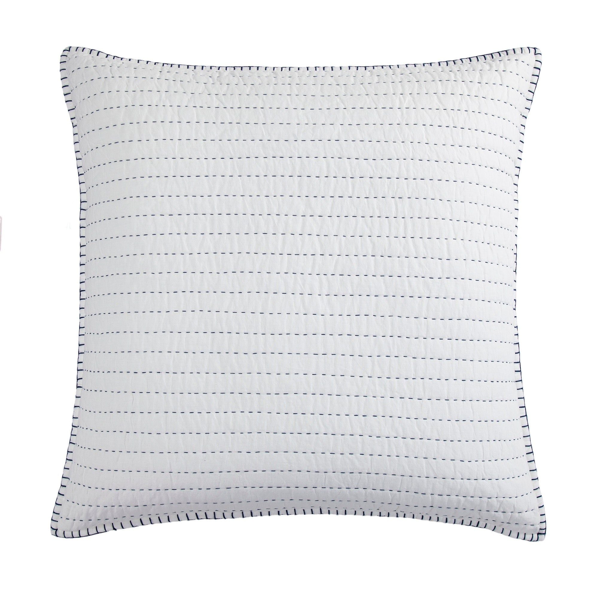 Indigo - Hand-Stitched Euro Sham - White