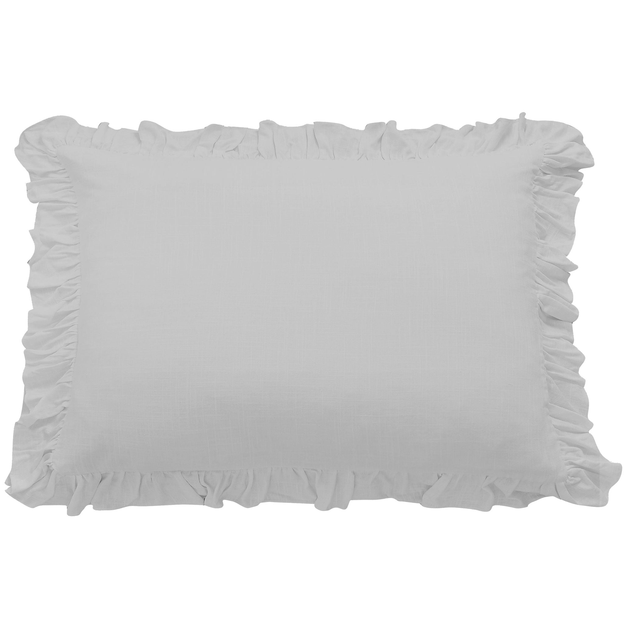 Lily - Washed Linen Ruffled Dutch Euro Pillow - Light Gray