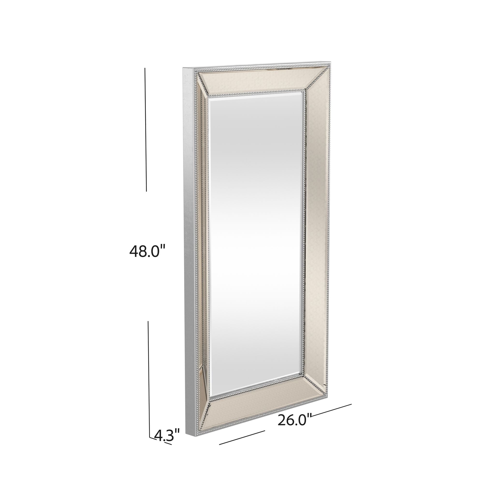 Beaded - Wall Mirror 48" - Silver