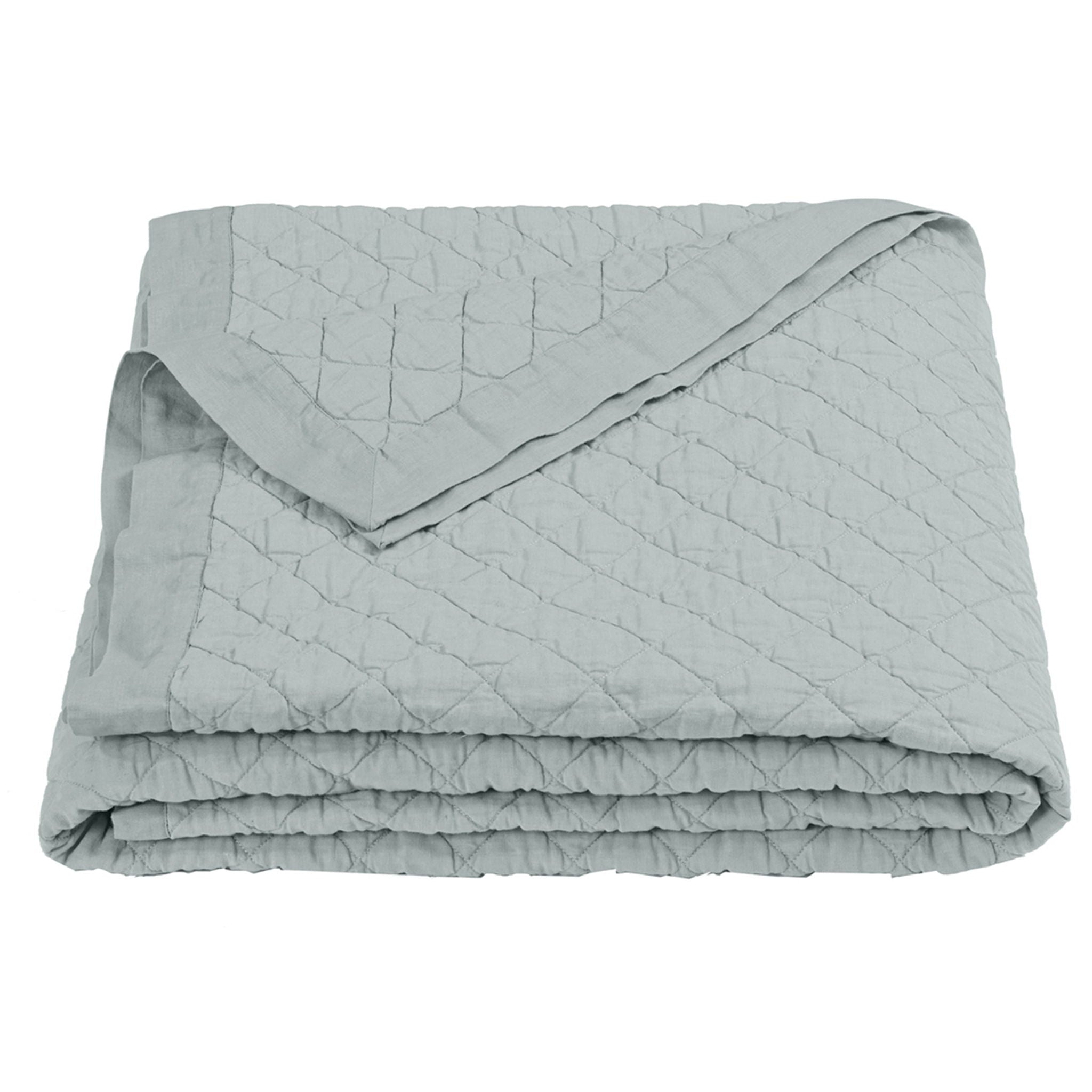Diamond Linen - Full/Queen Linen Cotton Diamond Quilt - Seaglass