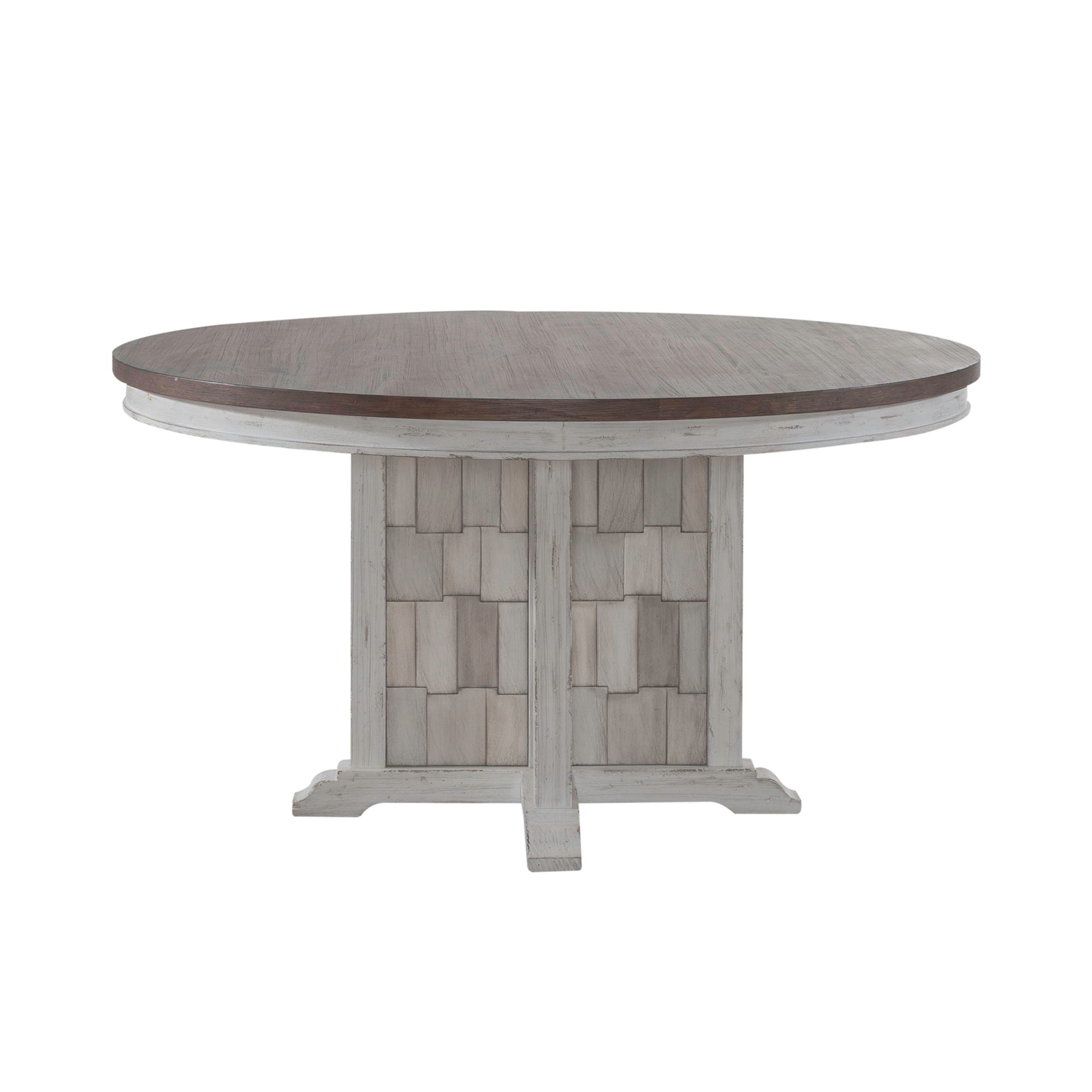 River Place - Pedestal Table - Riverstone White & Tobacco