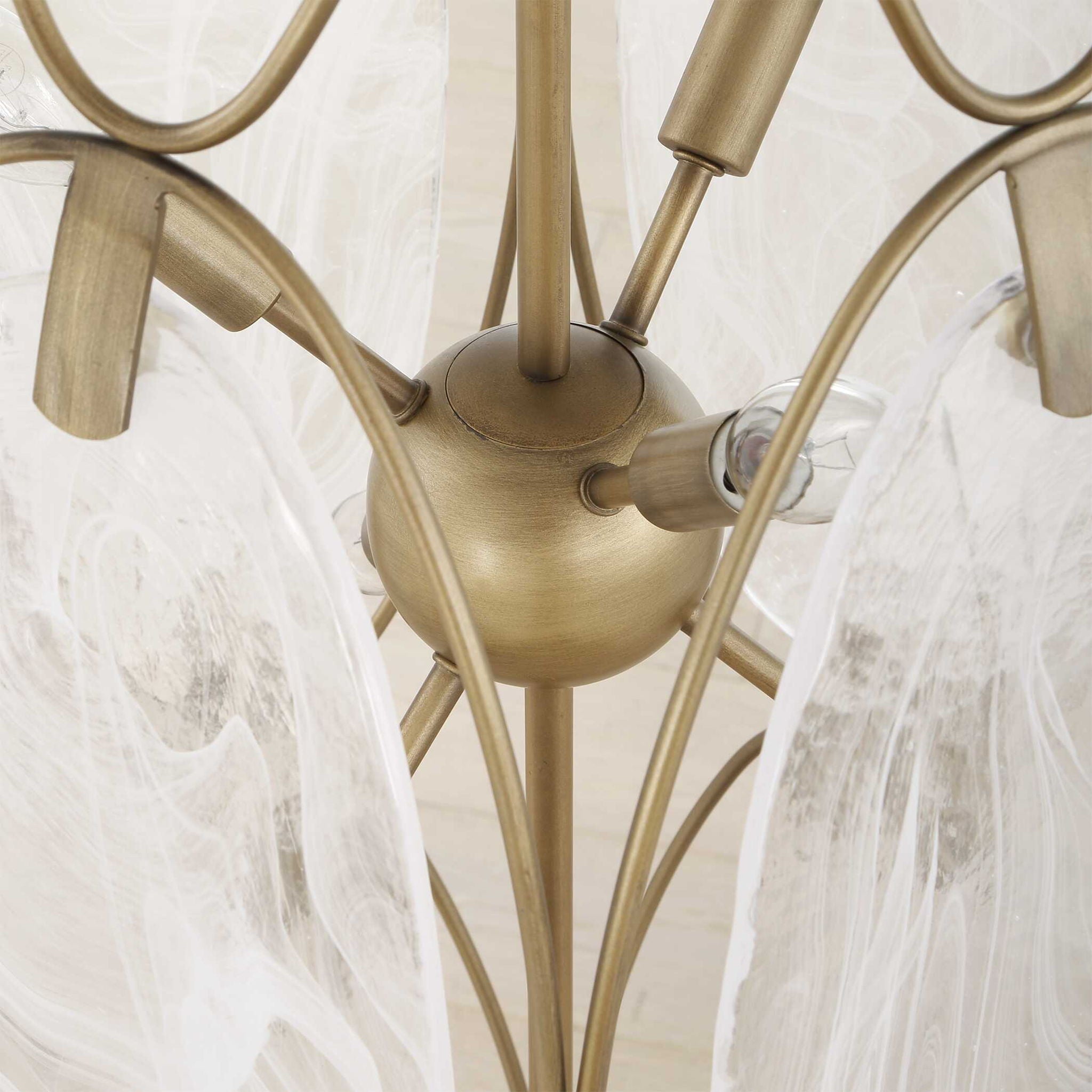 Valencia - 6 Light Glass Panel Pendant - Gold / White
