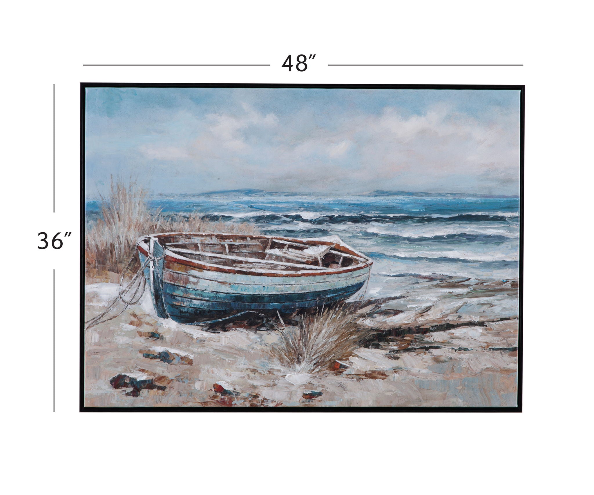 Mo Bay Framed Canvas - Blue / Light Brown