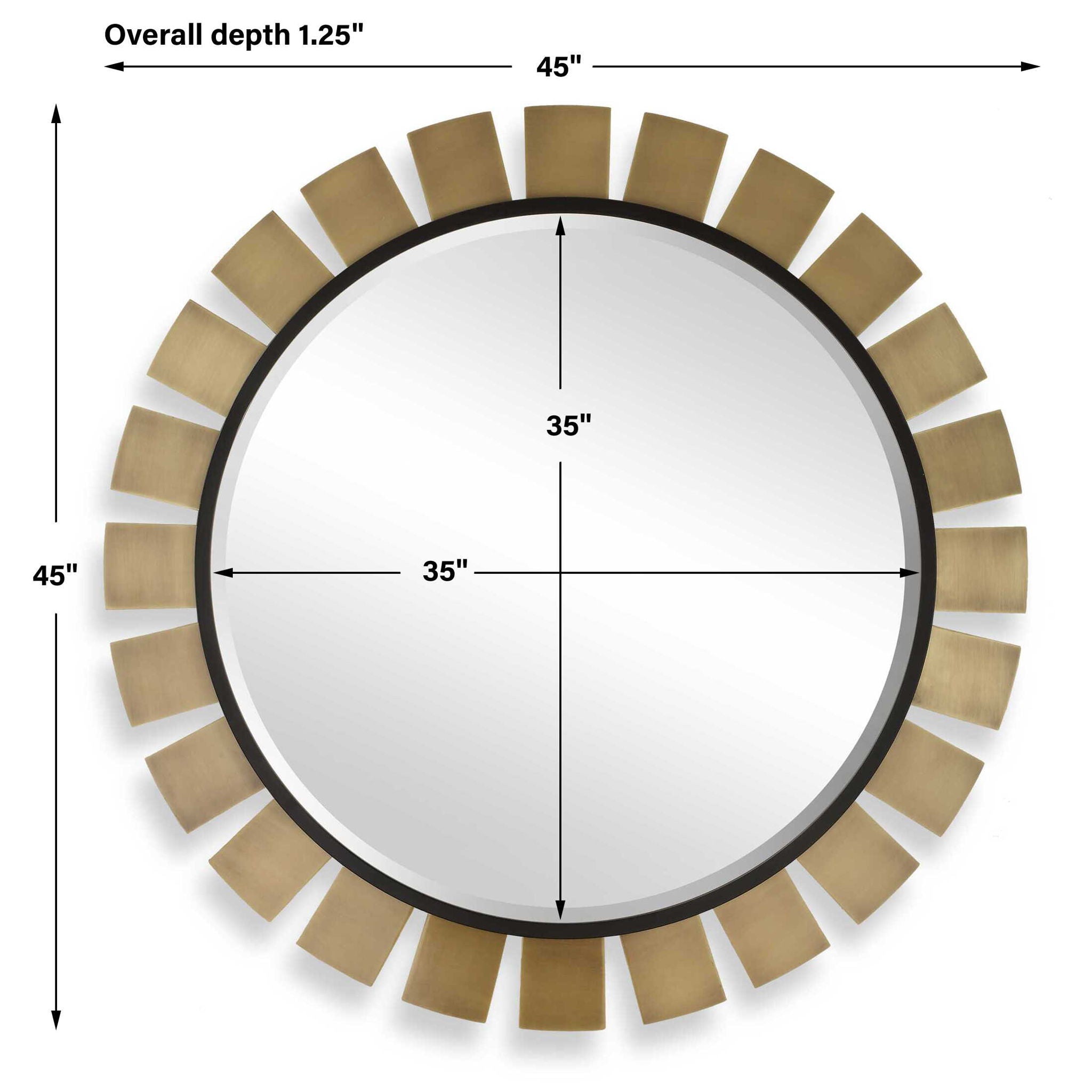 Toluca - Round Mirror - Brass