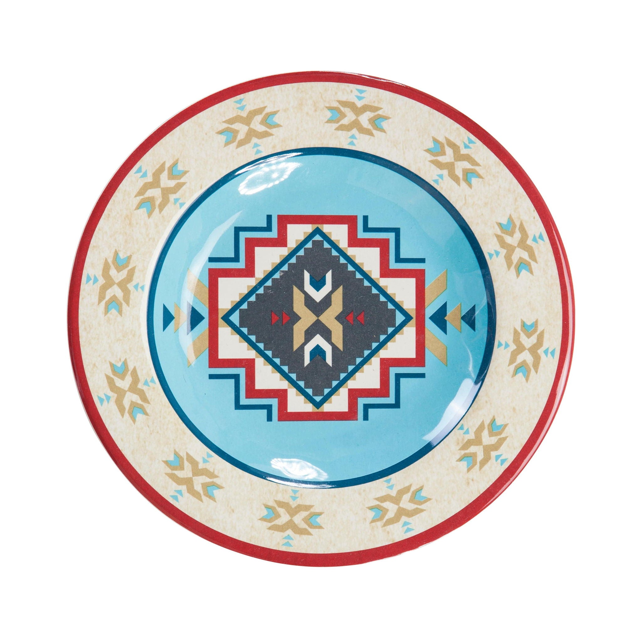 Spirit Valley - Melamine Salad Plate (Set of 4) - Red / Cream / Blue