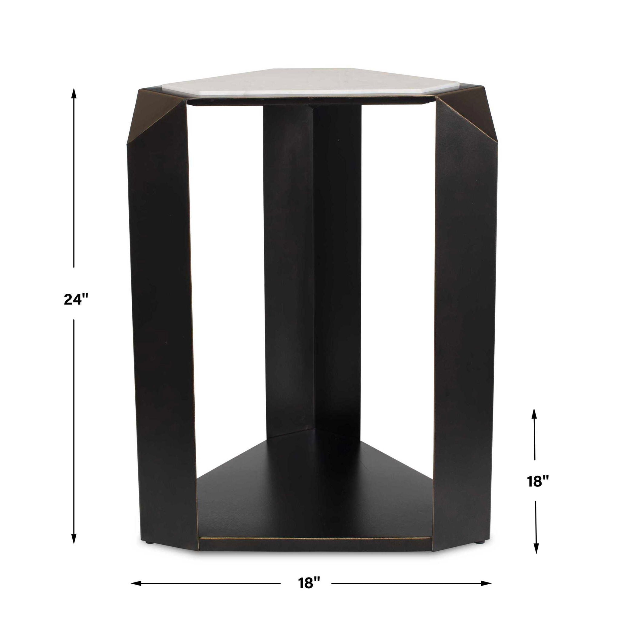 Keenan - Geometric Accent Table - Bronze / White