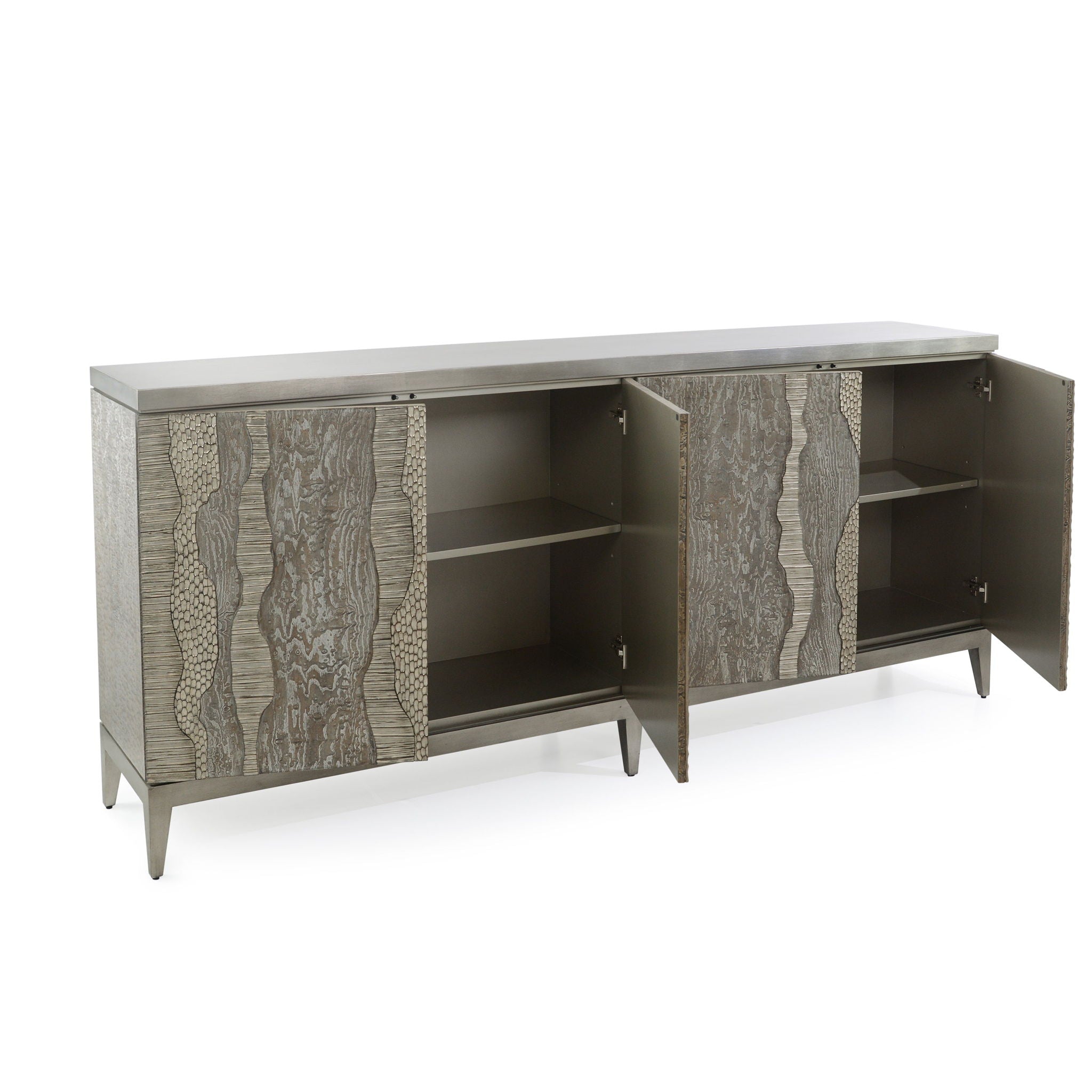 River's Edge Four-Door Credenza, Silver
