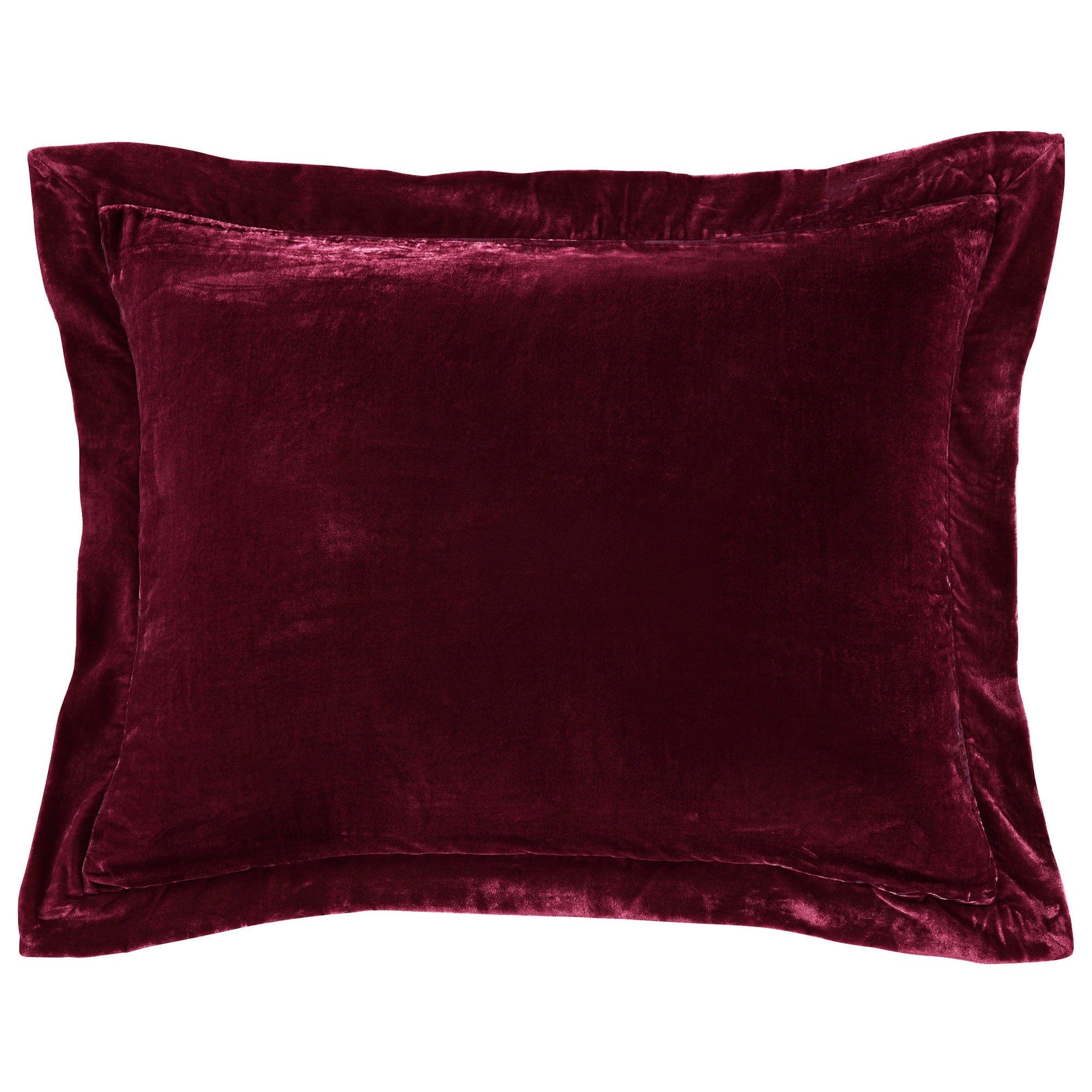 Stella - Faux Silk Velvet Flanged Dutch Euro Pillow - Garnet Red
