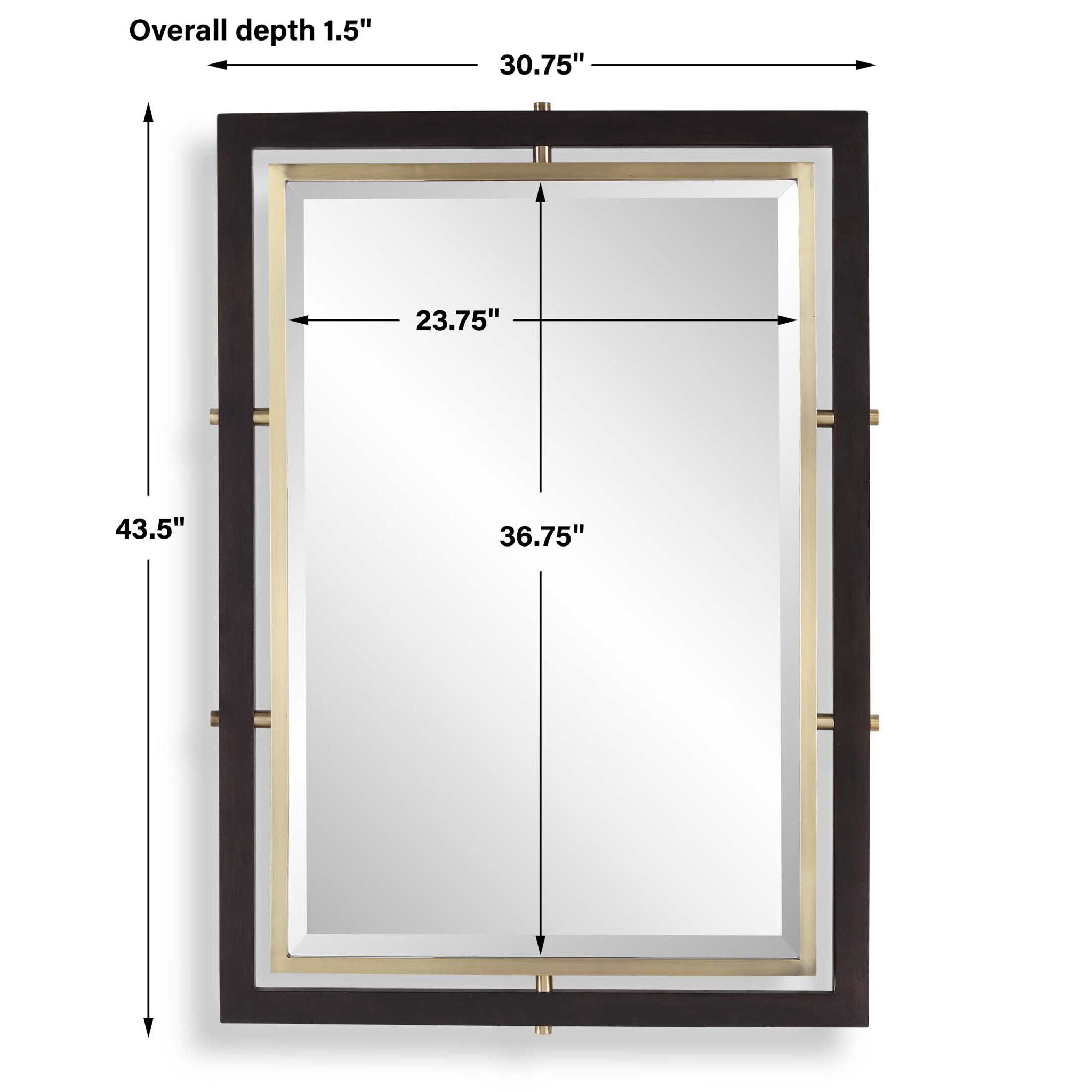 Bach - Rectangle Mirror - Walnut & Brass