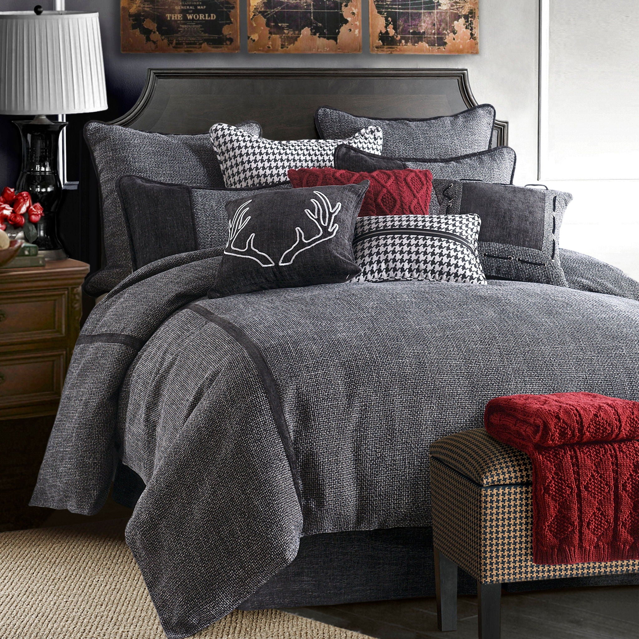 Hamilton - King Tweed Comforter Set (Set of 4) - Gray