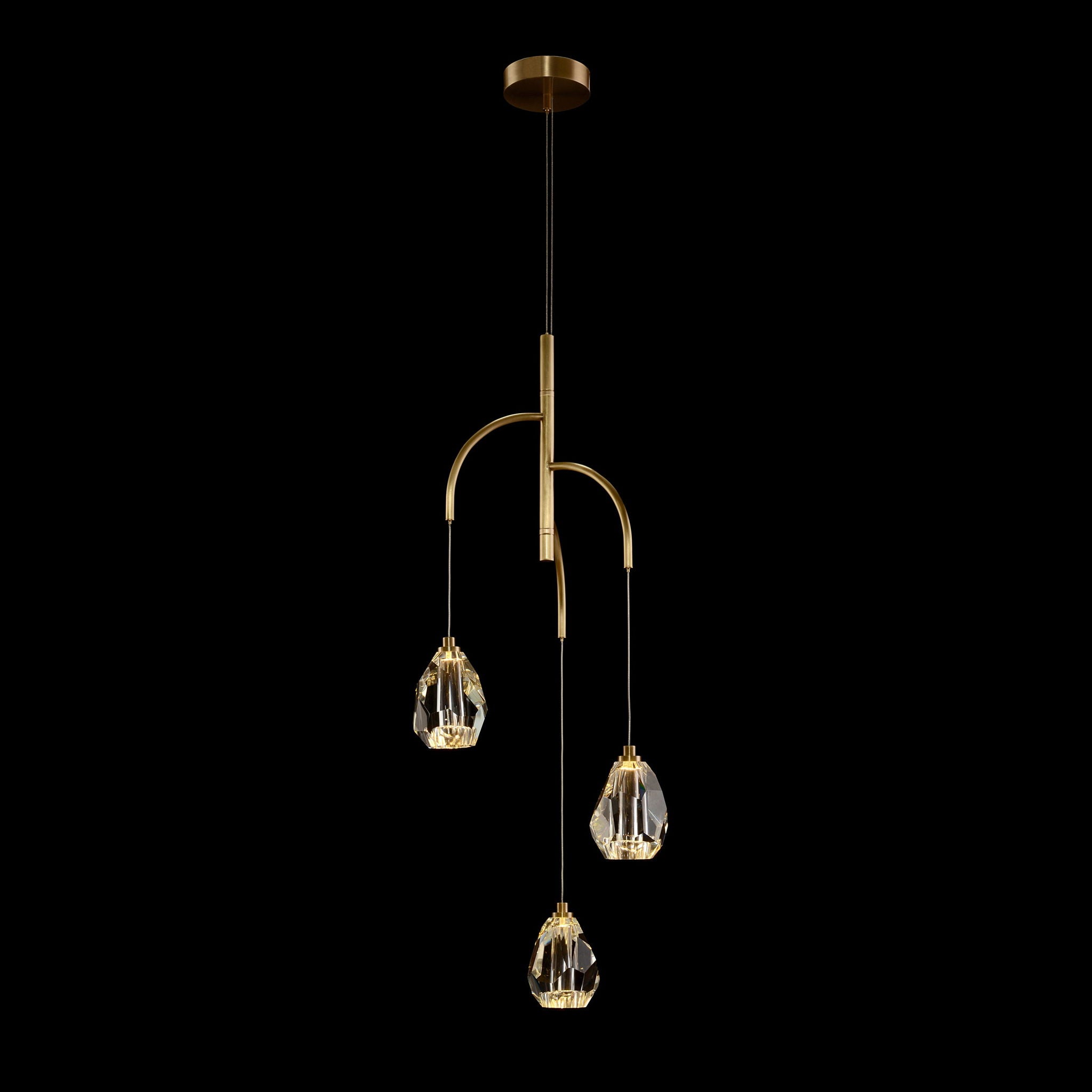 Faceted Chunk Crystal Three-Light Chandelier