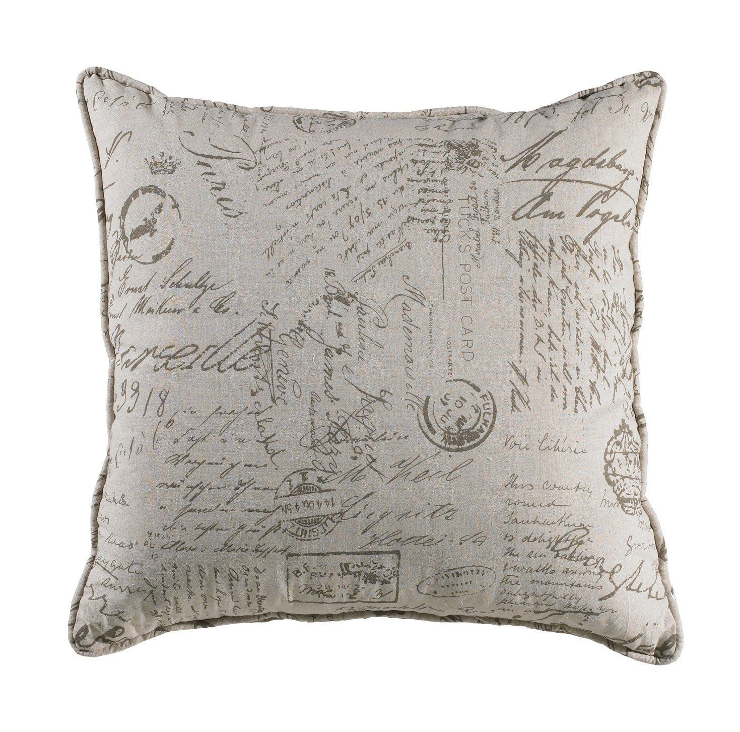 Fairfield - Printed Script Linen Euro Sham - Cream