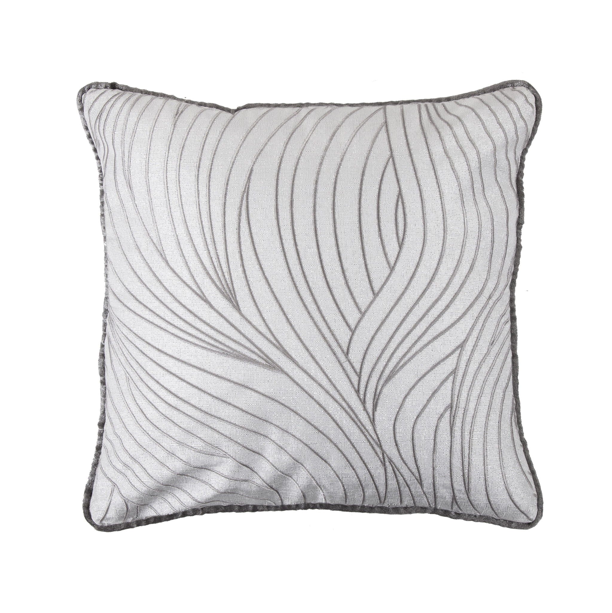 Celeste - Wave Reversible Soft Velvet Throw Pillow - Silver / Gray