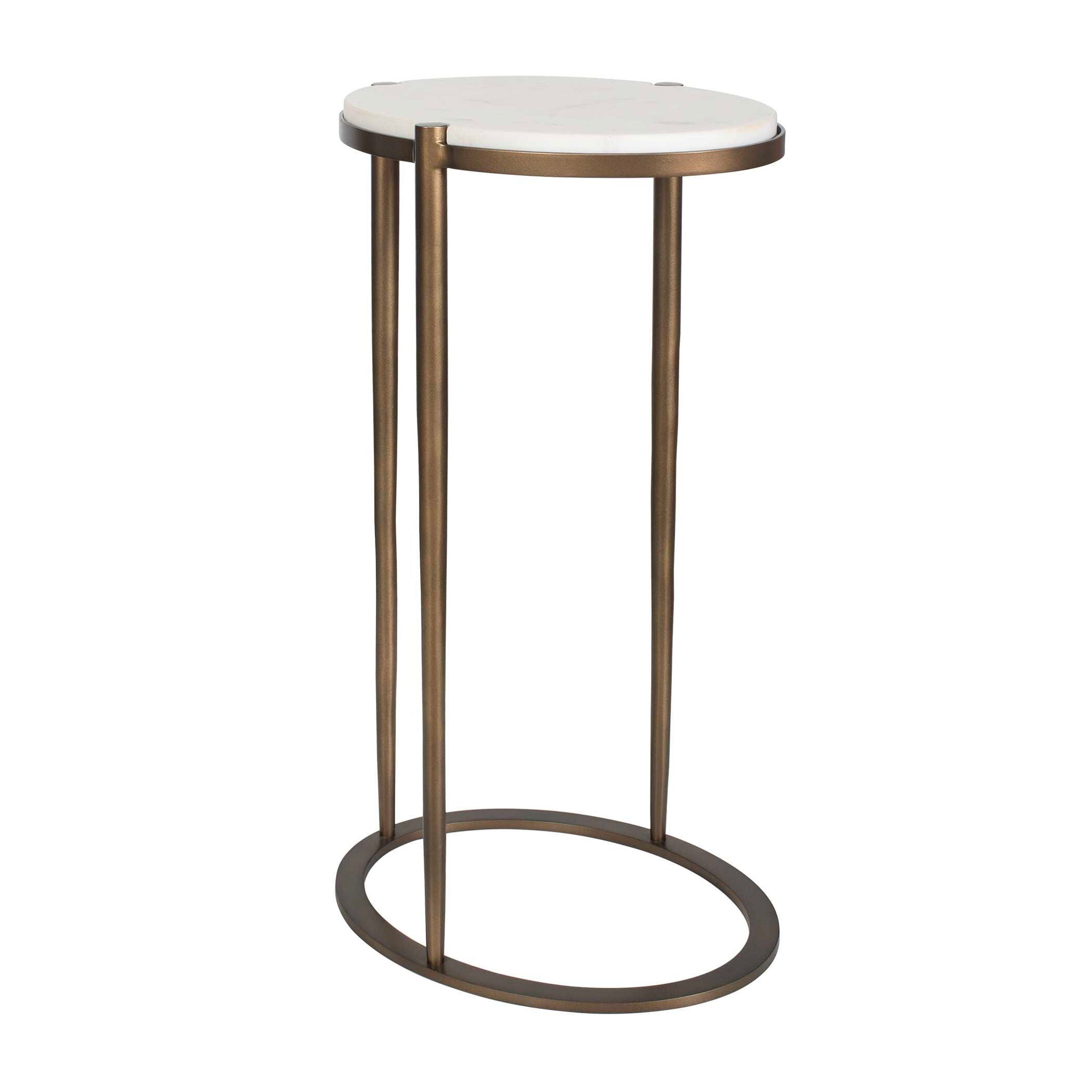 Mercier - Round Marble Accent Table - Brass / White