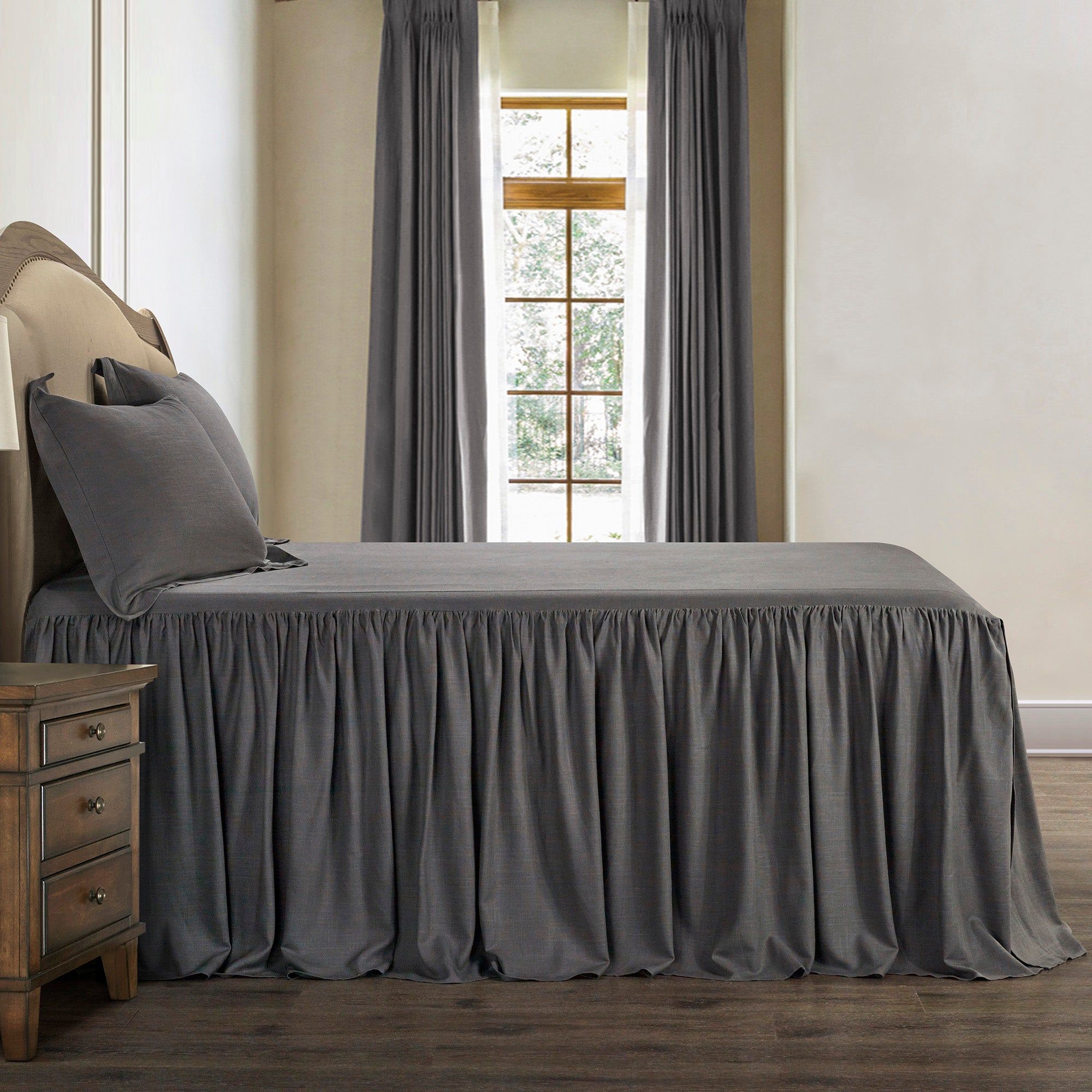 Luna - Queen Washed Linen Bedspread Set (Set of 3) - Slate