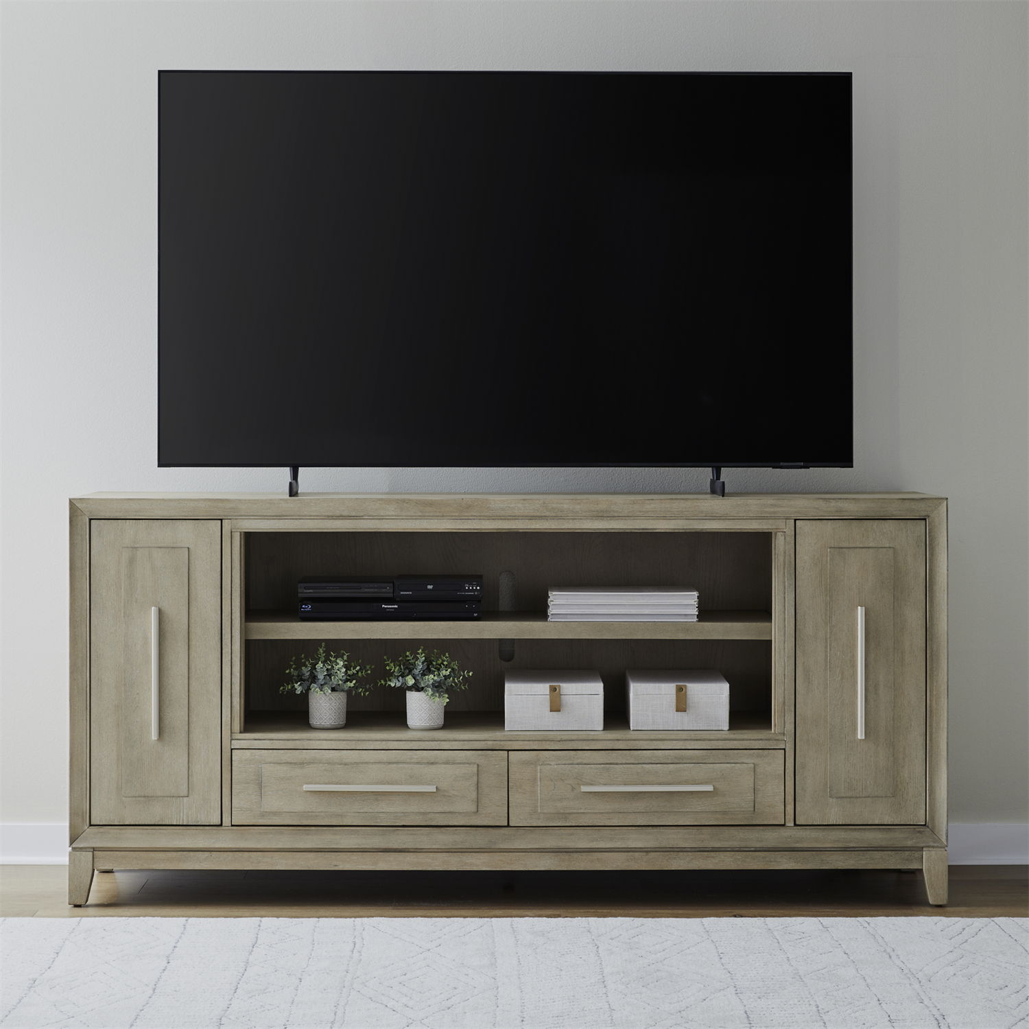 Fireplace TV Consoles - 80" Fireplace TV Console - Light Brown