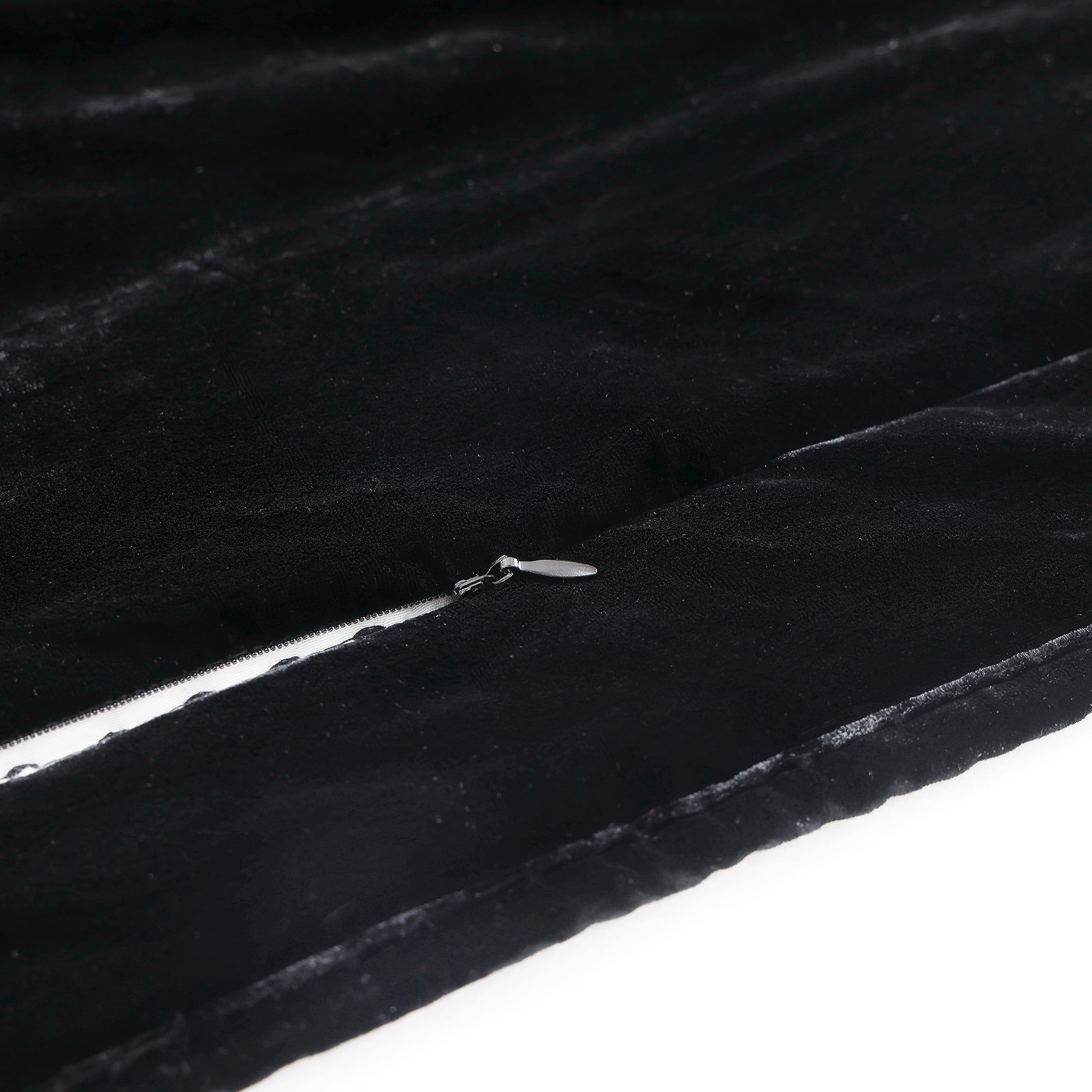 Stella - King Faux Silk Velvet Double Box Stitch Quilt Set (Set of 3) - Black