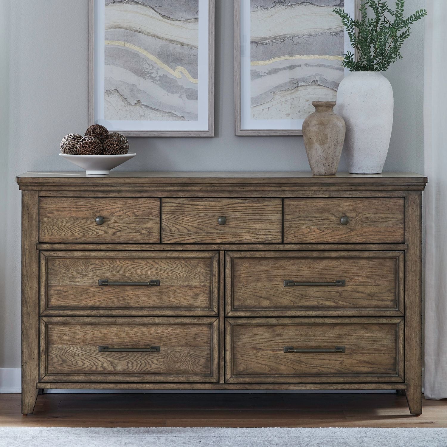Carolina Park - 7 Drawer Dresser - Amber Brown