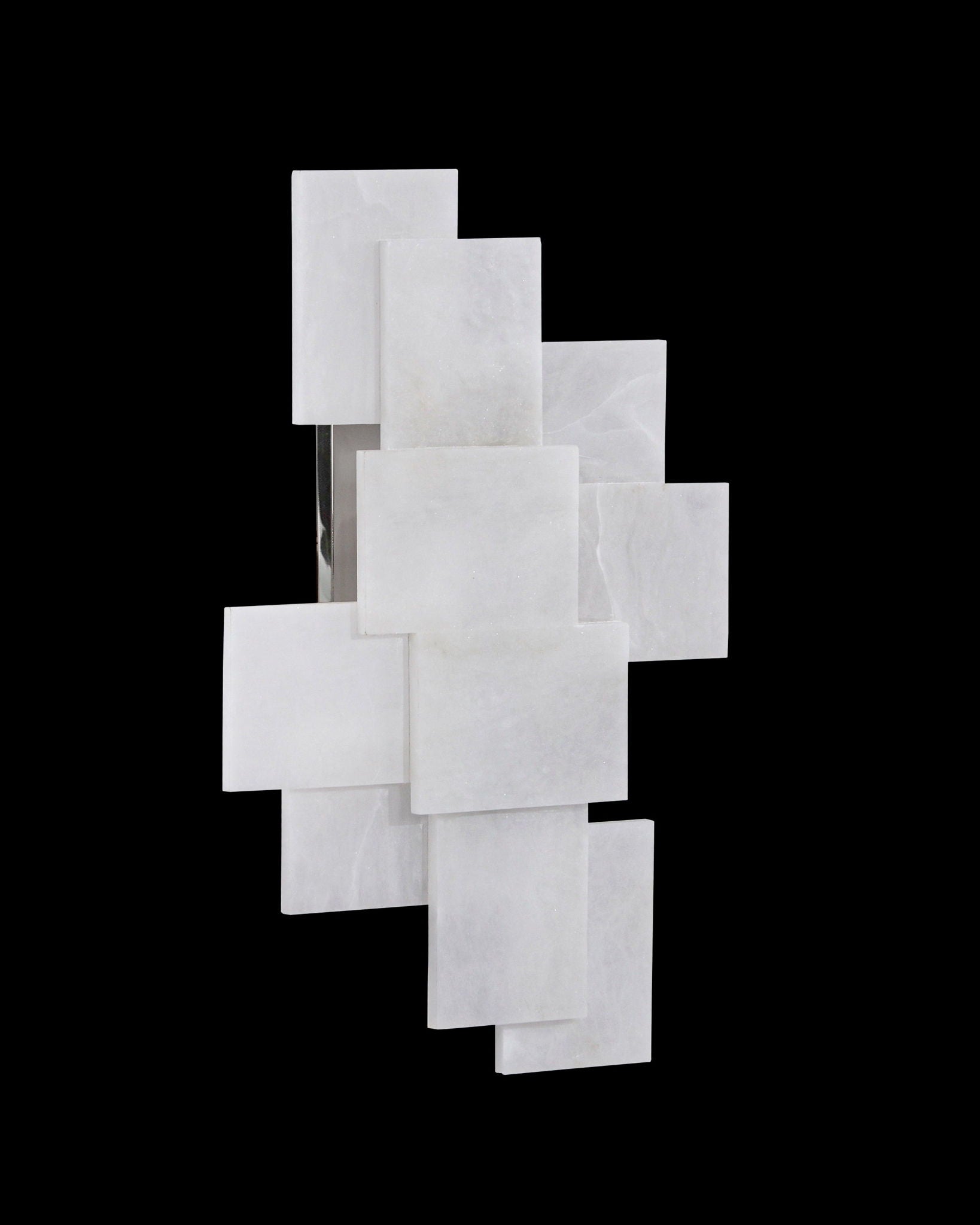 Stone, Alabaster Wall Sconce With A Nod To Mondrian