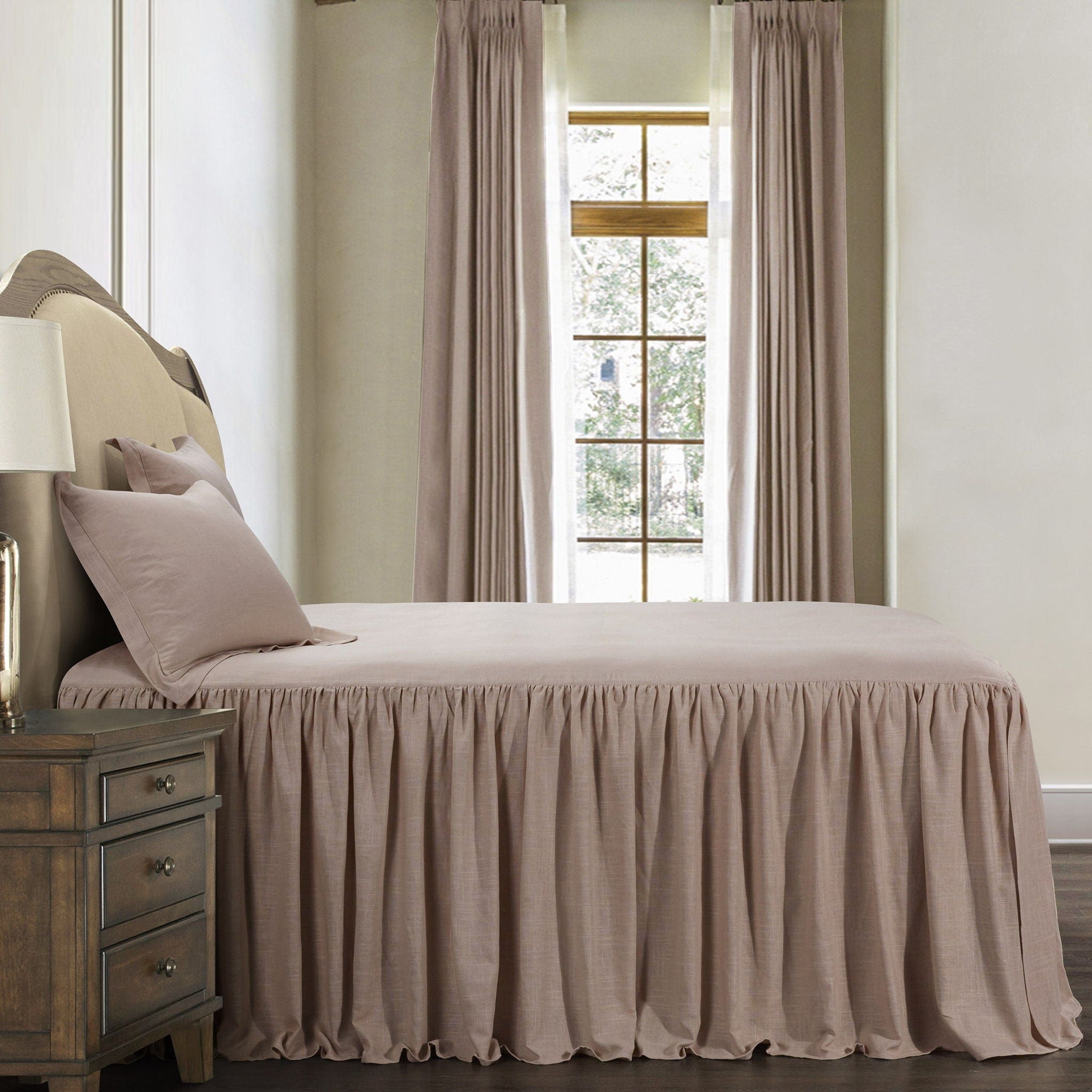 Luna - Queen Washed Linen Bedspread Set (Set of 3) - Blush