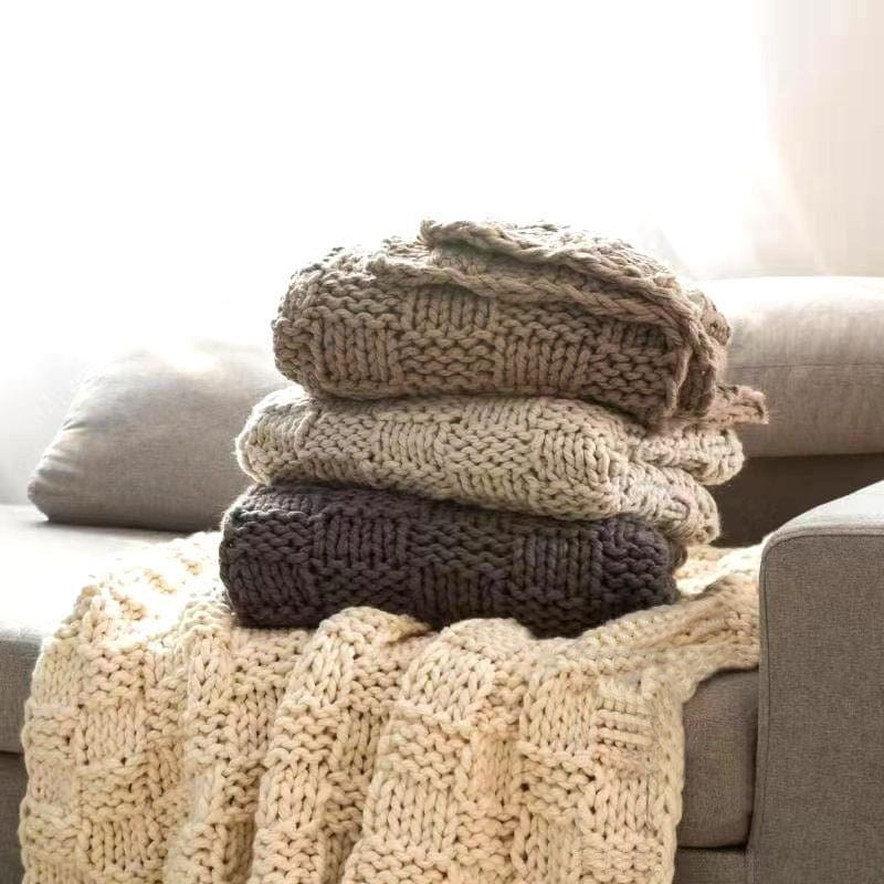 Chess Knit - Throw - Navy