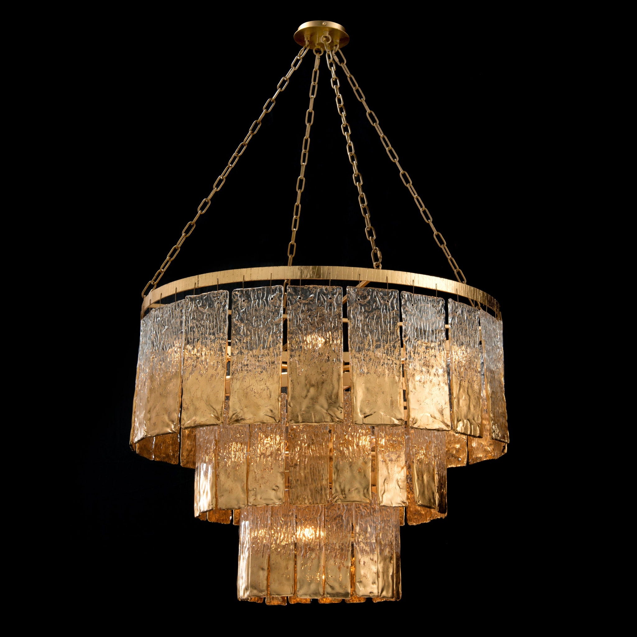 Twilight Sixteen-Light Slumped Glass Chandelier, Gold