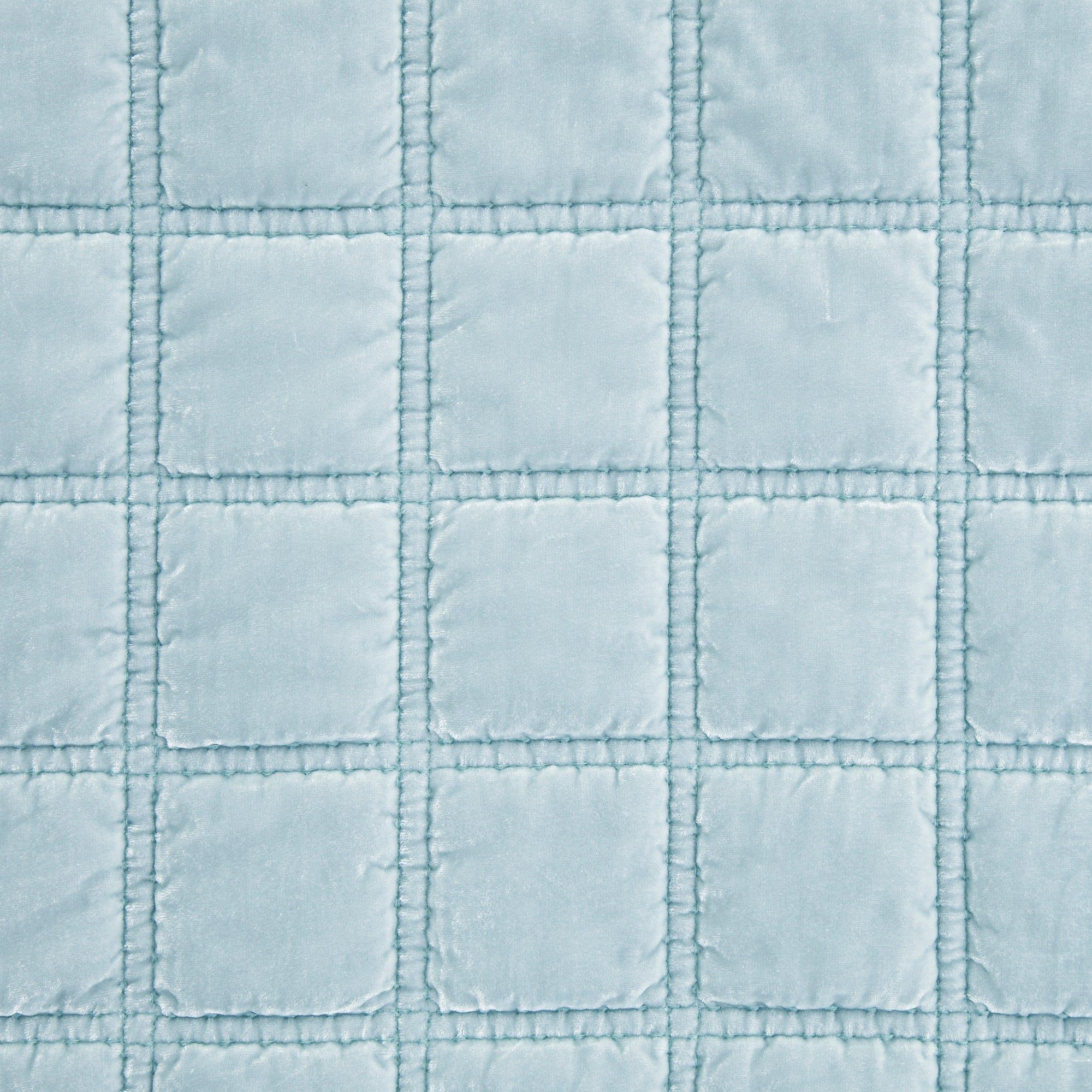 Stella - Faux Silk Velvet Double Box Stitch Throw - Icy Blue