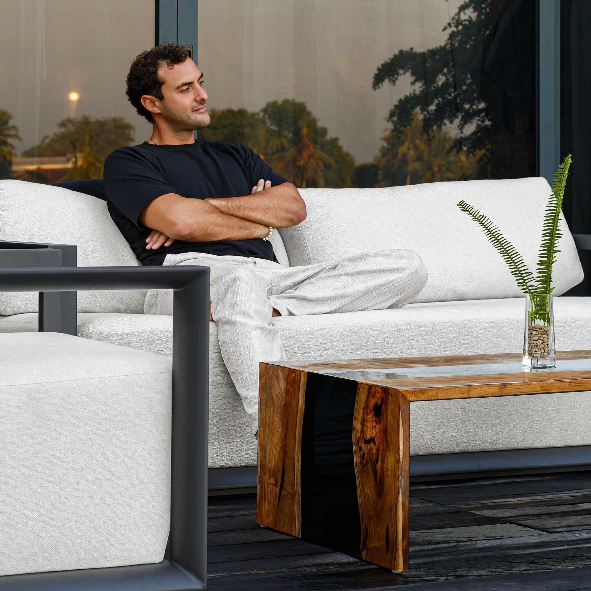 Remsen - Outdoor Sofa - Black / Oyster