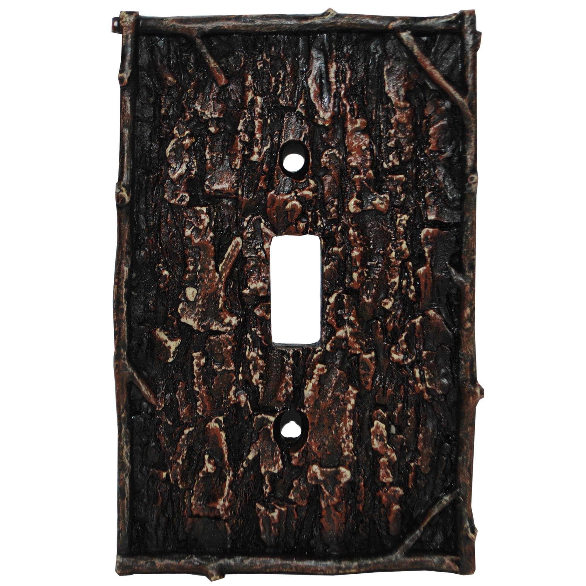 Pine Bark Switch Plate - 5" x 3.5" Pine Bark Single Wall Switch Plate 4 Per Carton - Multi