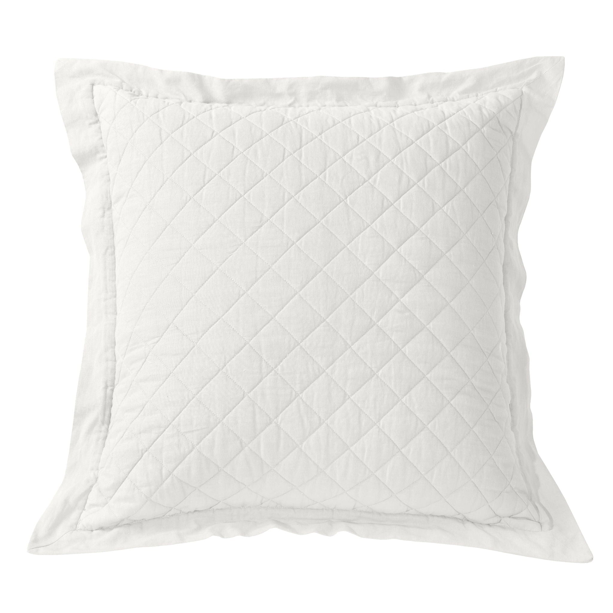 Diamond Linen - Linen Cotton Diamond Quilted Euro Sham - Vintage White