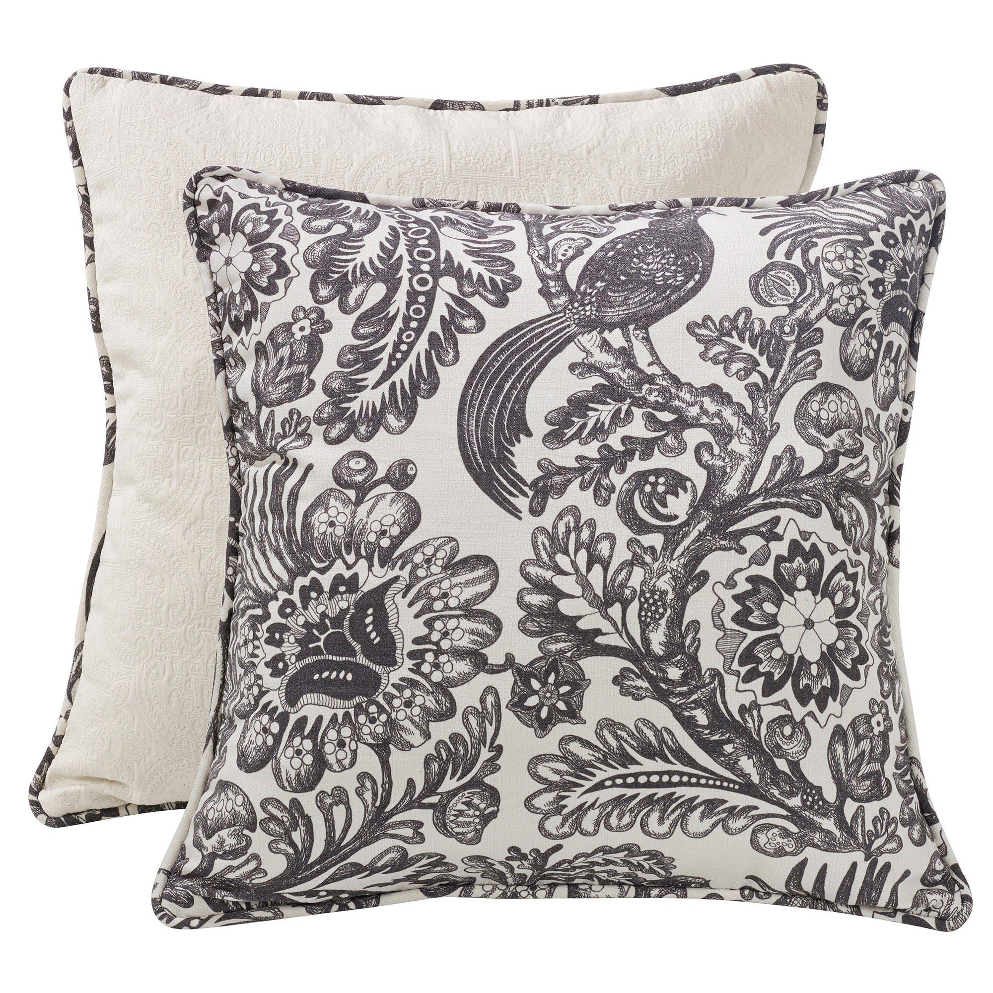 Augusta Toile - Euro Sham - Black / White