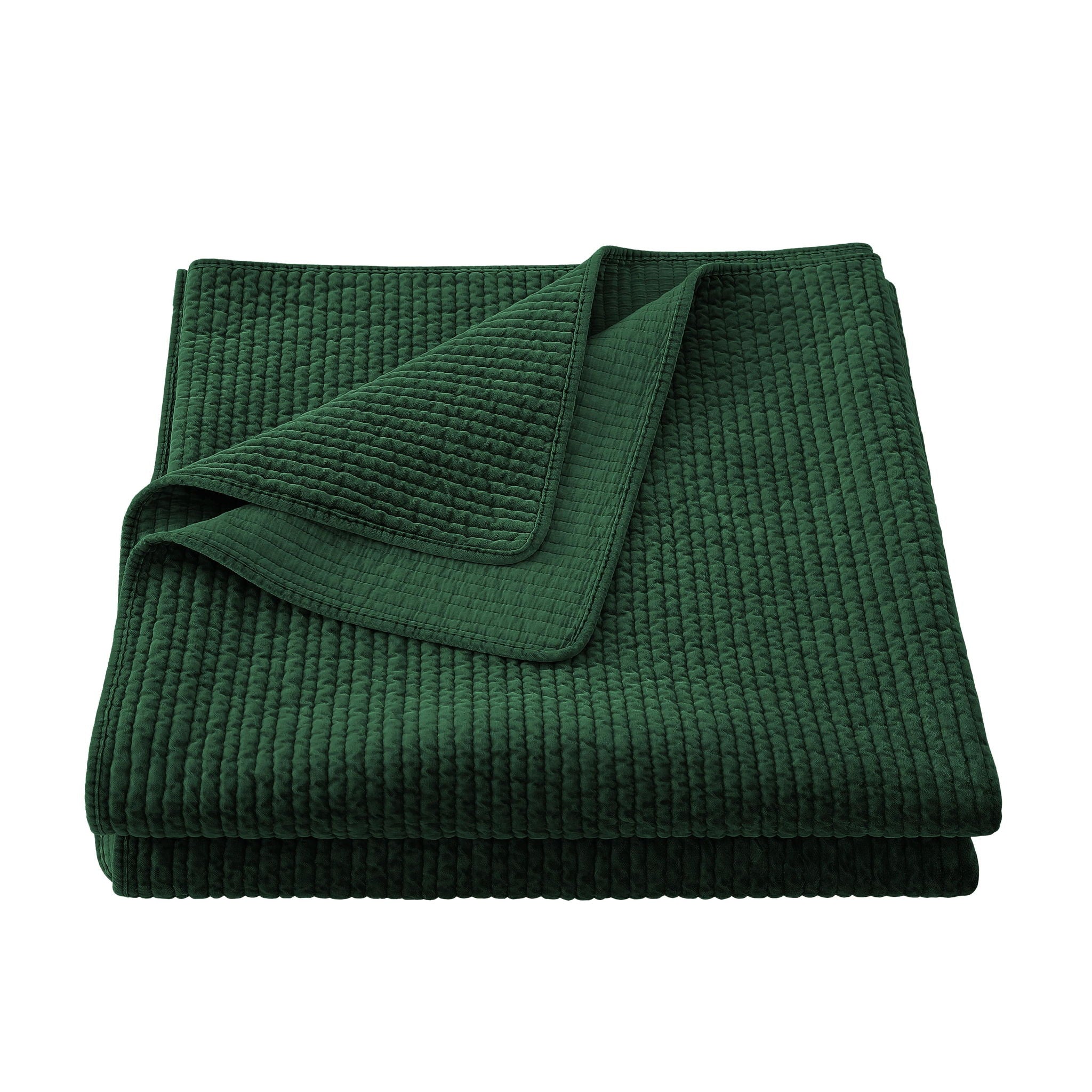 Stonewashed Cotton Velvet - Twin Quilt - Emerald