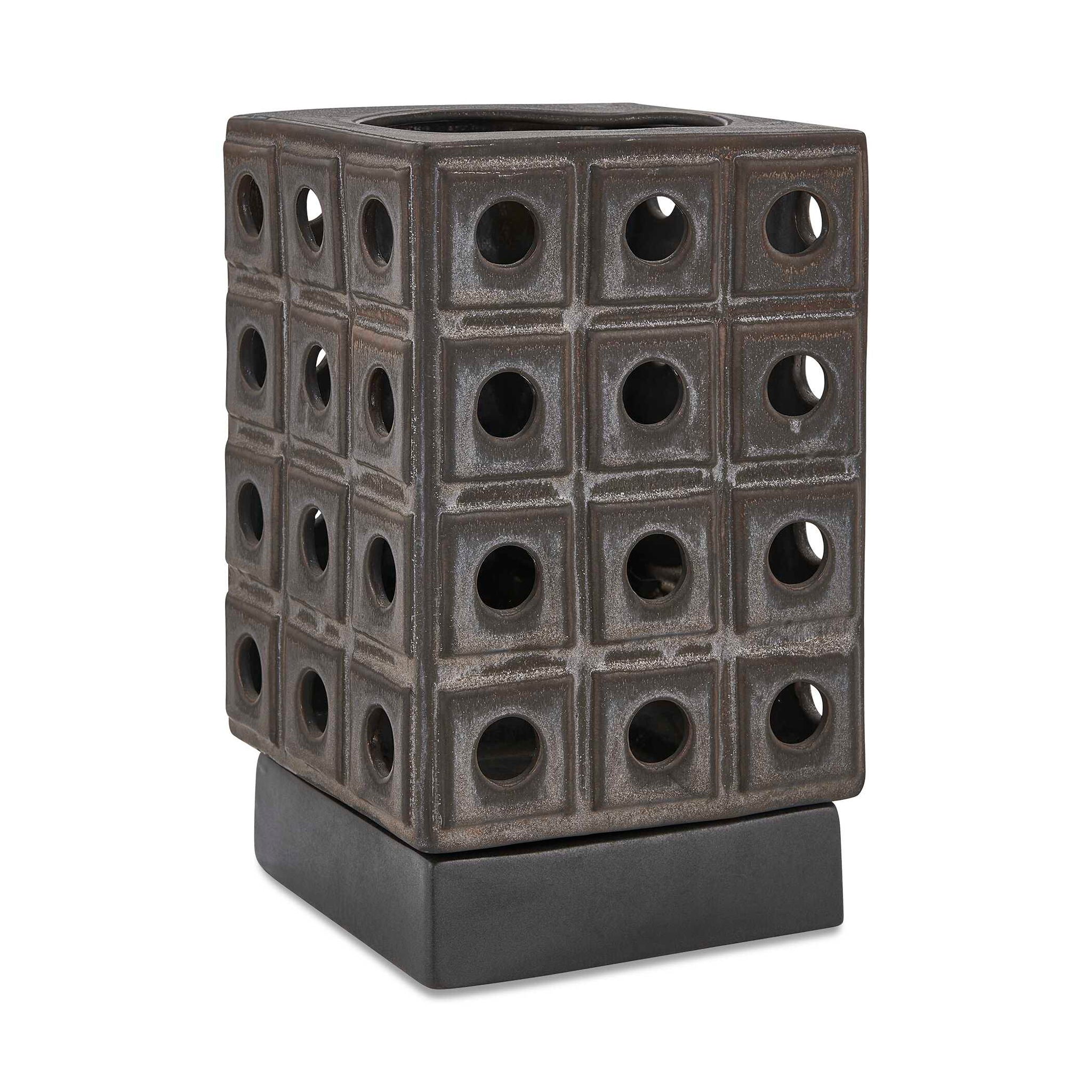 Lattice - Indoor-Outdoor Lantern Candleholder - Brown / Gray