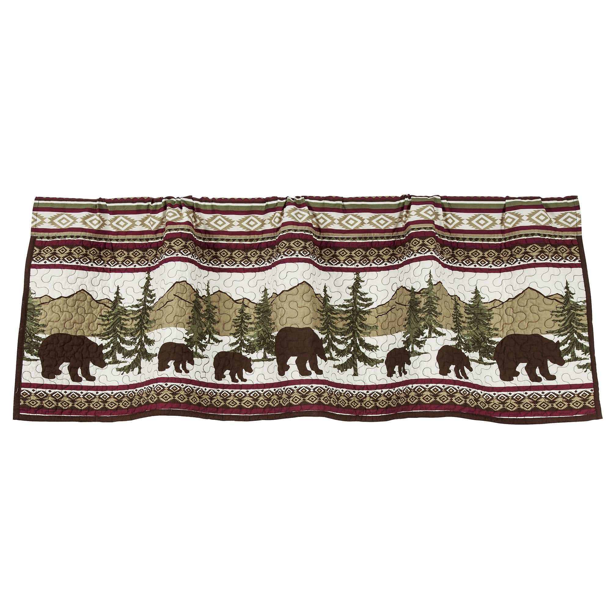 Bear Trail - Quilted Valance - Red / White / Tan