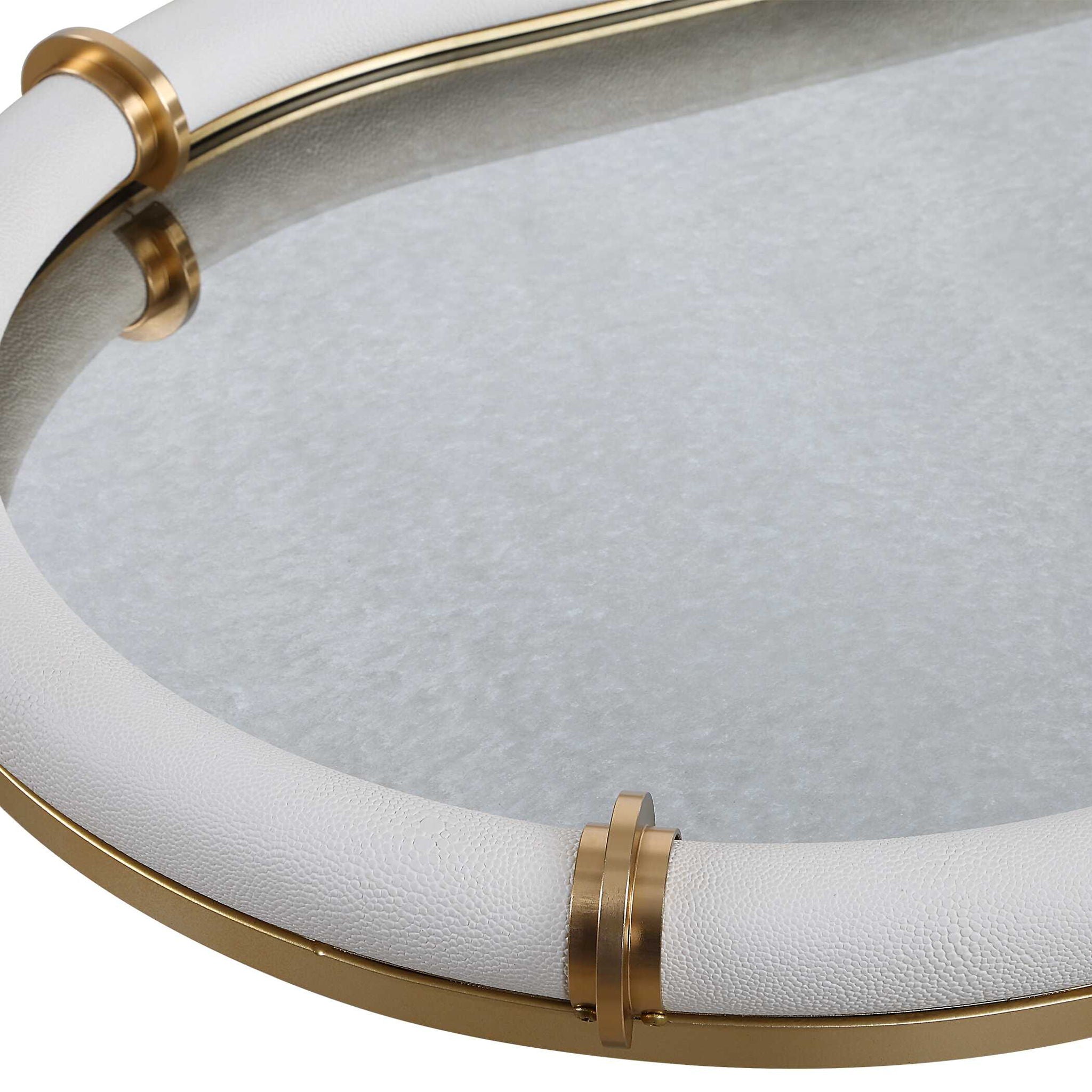 Cyprus - Leather Oval Tray - White