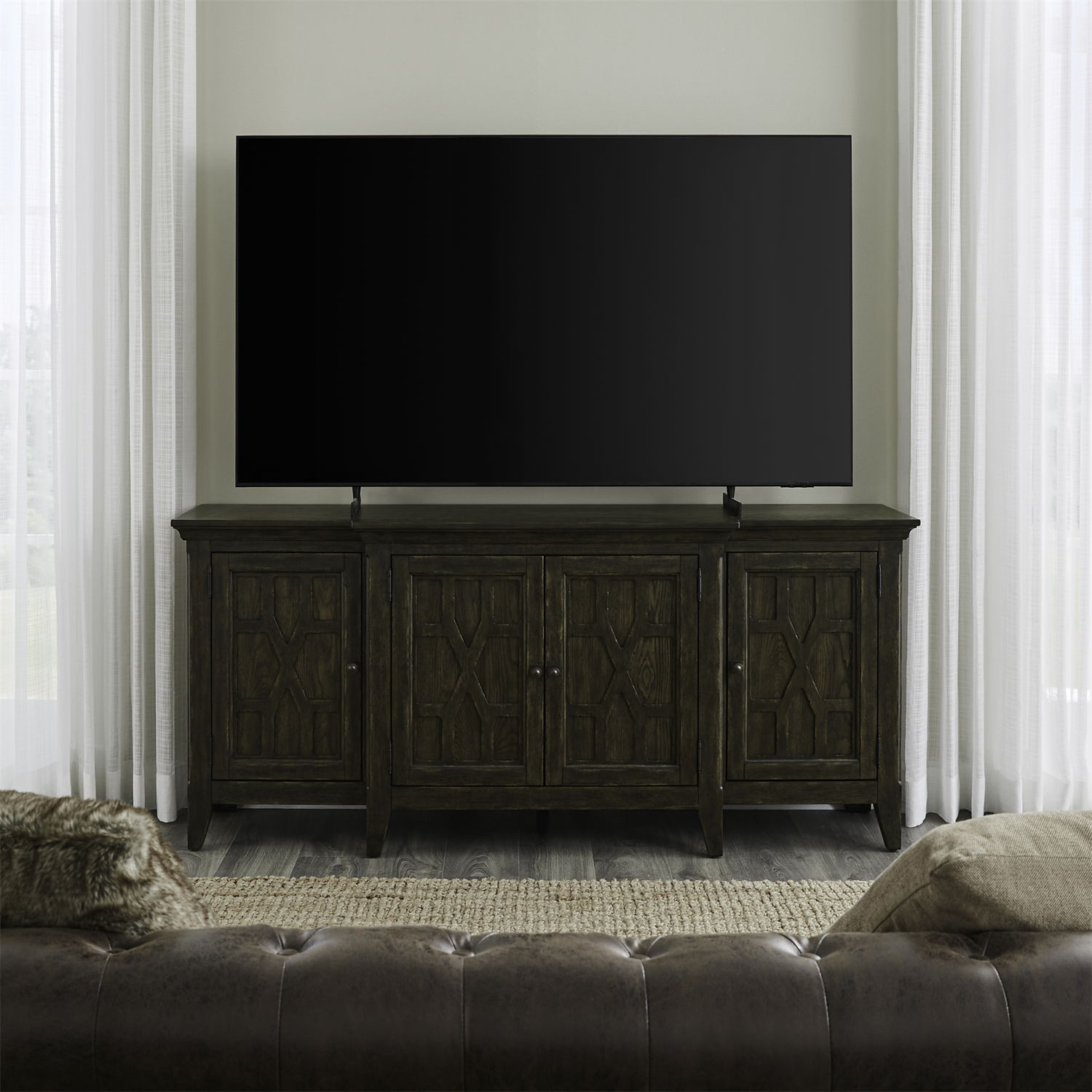 Paradise Valley - 76" TV Console - Saddle Brown