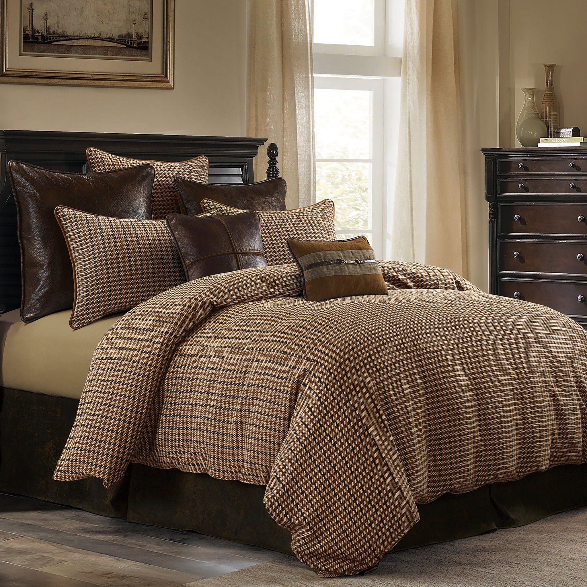 Clifton - King Comforter Set (Set of 3) - Brown / Green / Cream