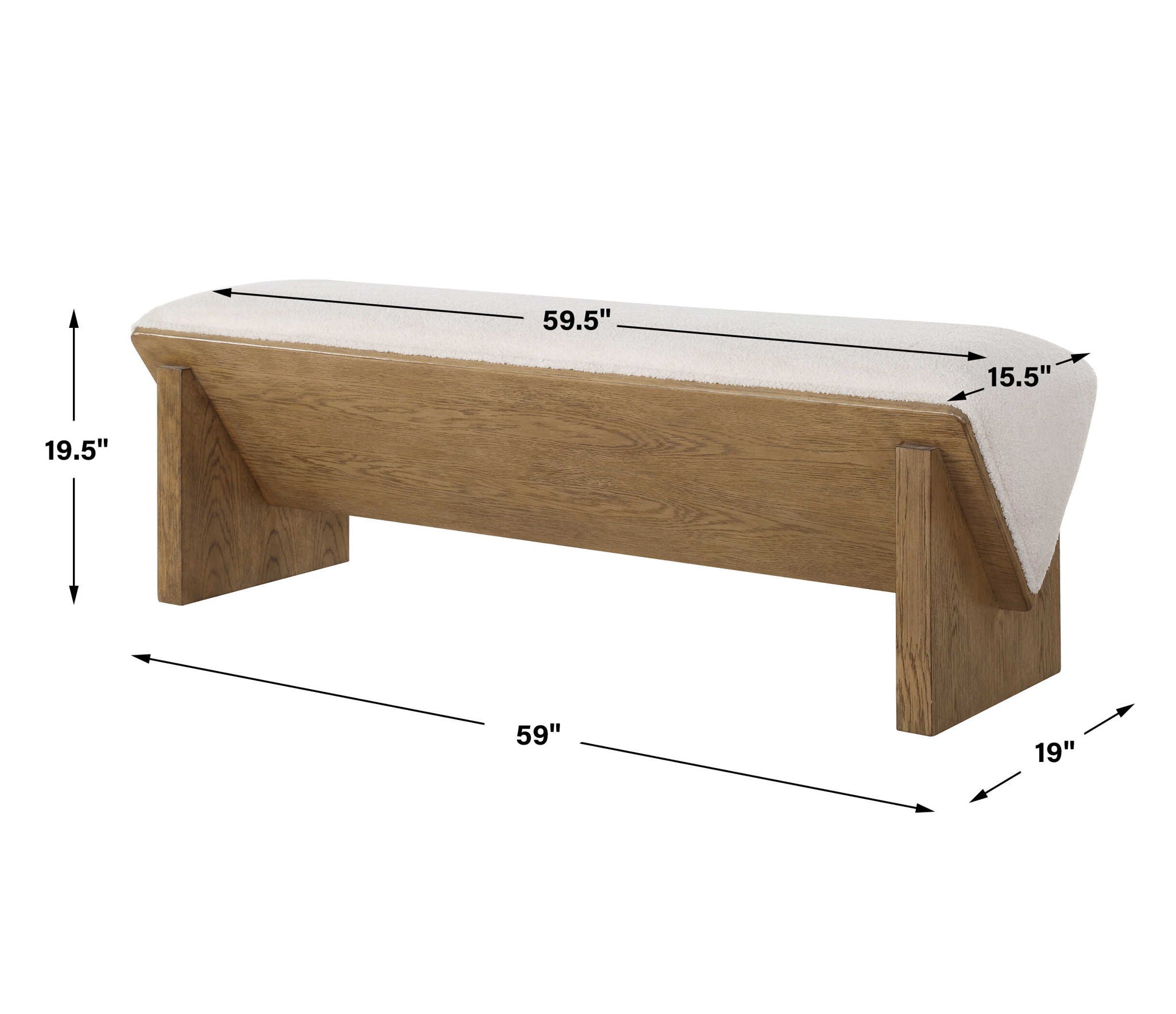 Wedged - Ivory Fabric Bench
