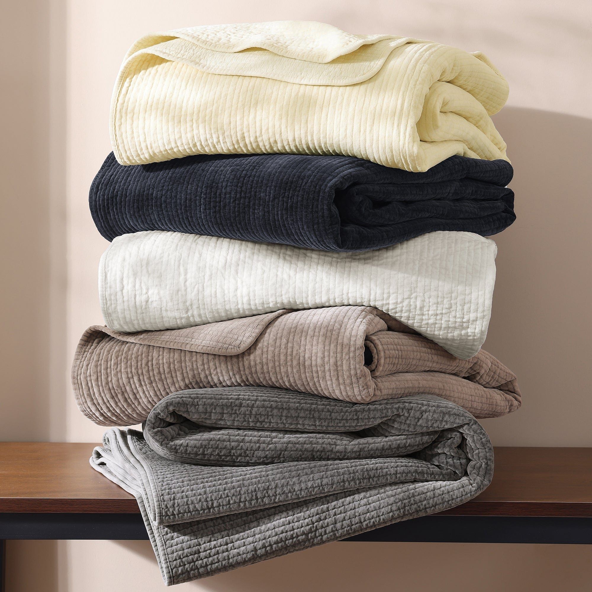 Stonewashed Cotton Velvet - Full/Queen Quilt - Navy