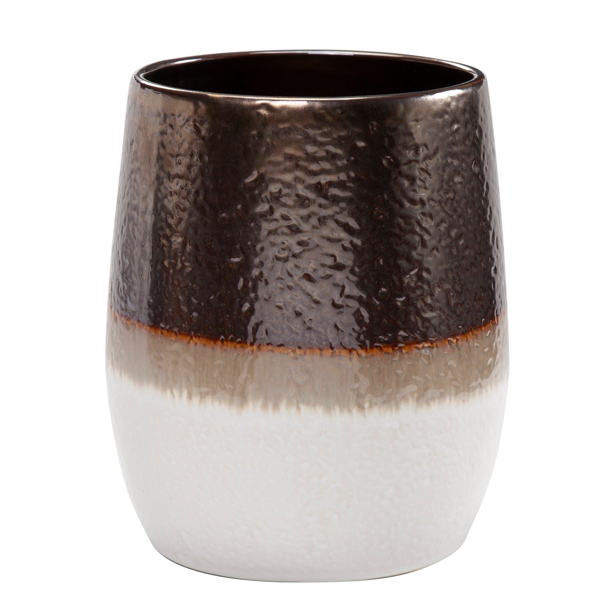 Gilded Stoneware - Wastebasket, 2 Per Carton - White / Brown