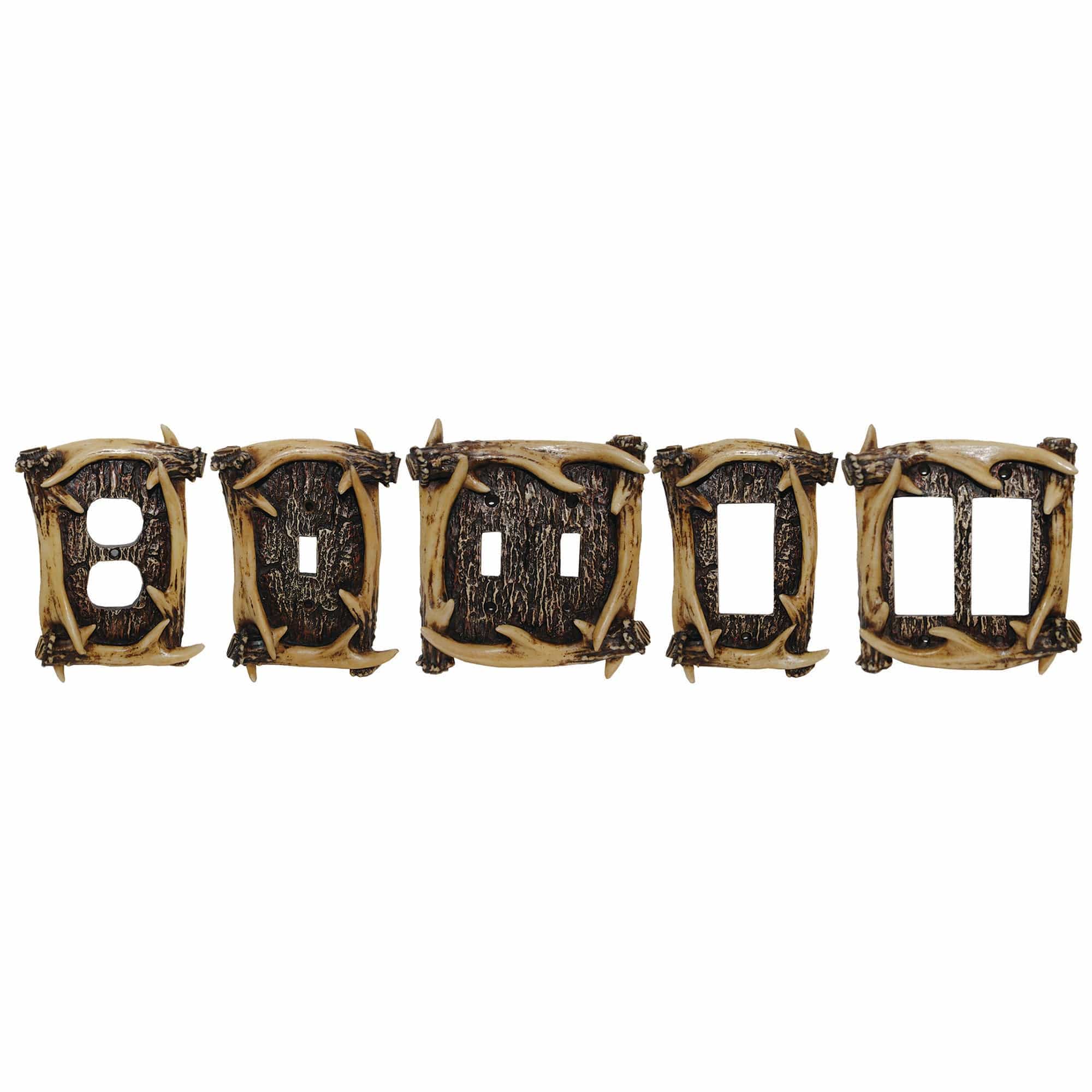 Antler Switch Plate - 5" x 5" Antler Double Wall Switch Plate 4 Per Carton - Brown