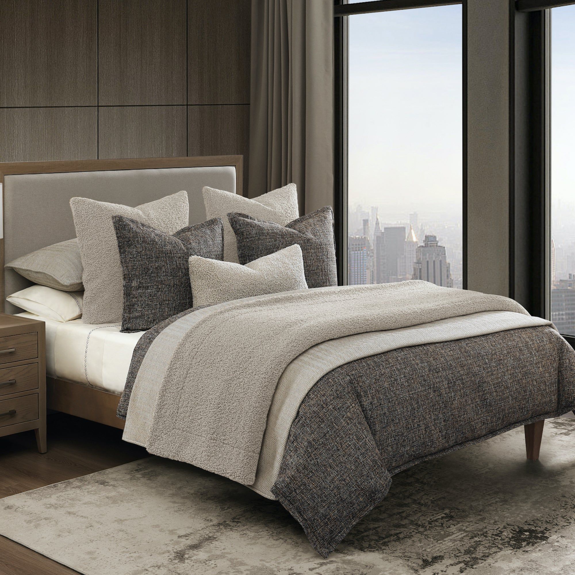 Tweed - King Duvet Cover Set (Set of 3) - Brown