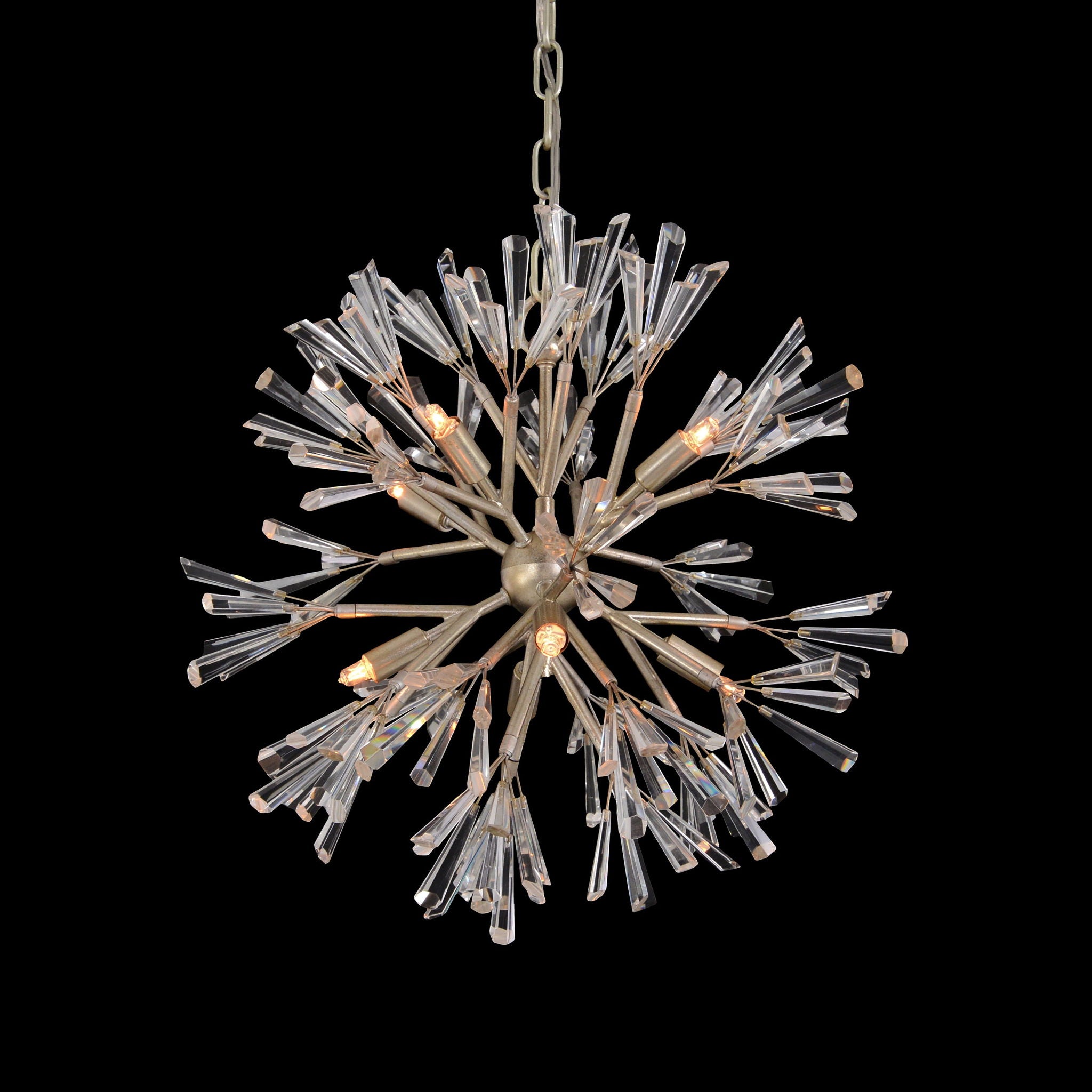 Luna:  Crystal Wand Branched Eight-Light Pendant Chandelier