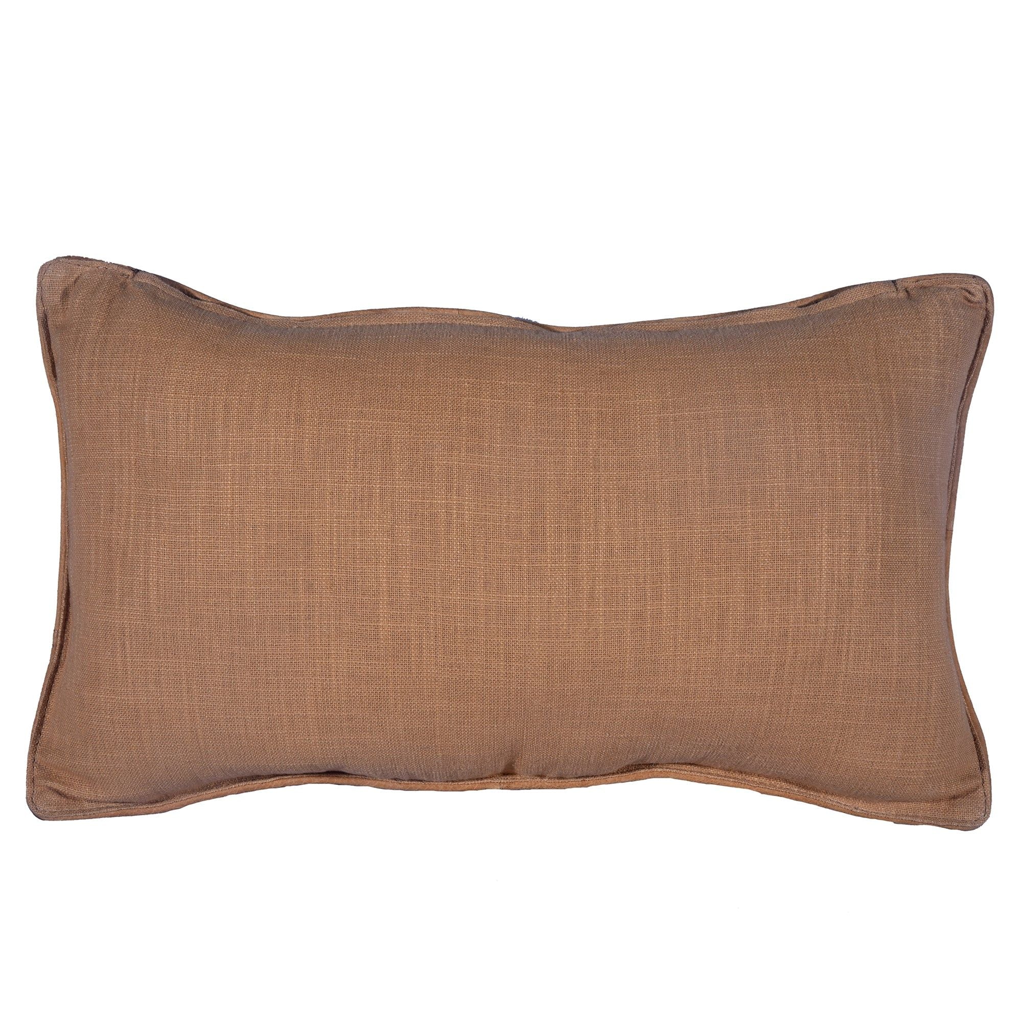 Genuine Leather - Studded Basket Weave Pillow - Tan