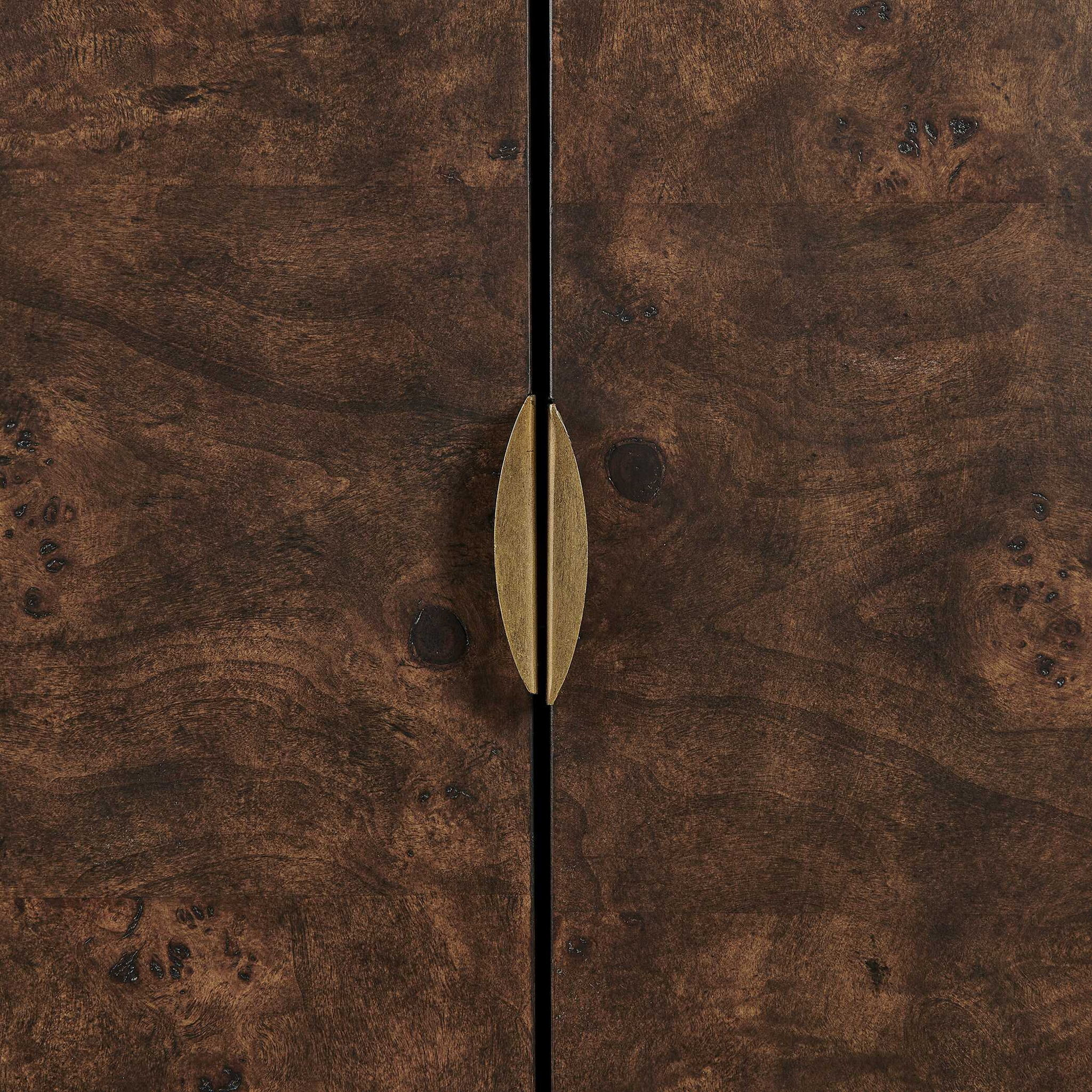 Flores - Burl Wood 2 Door Cabinet - Brass,Woodtone