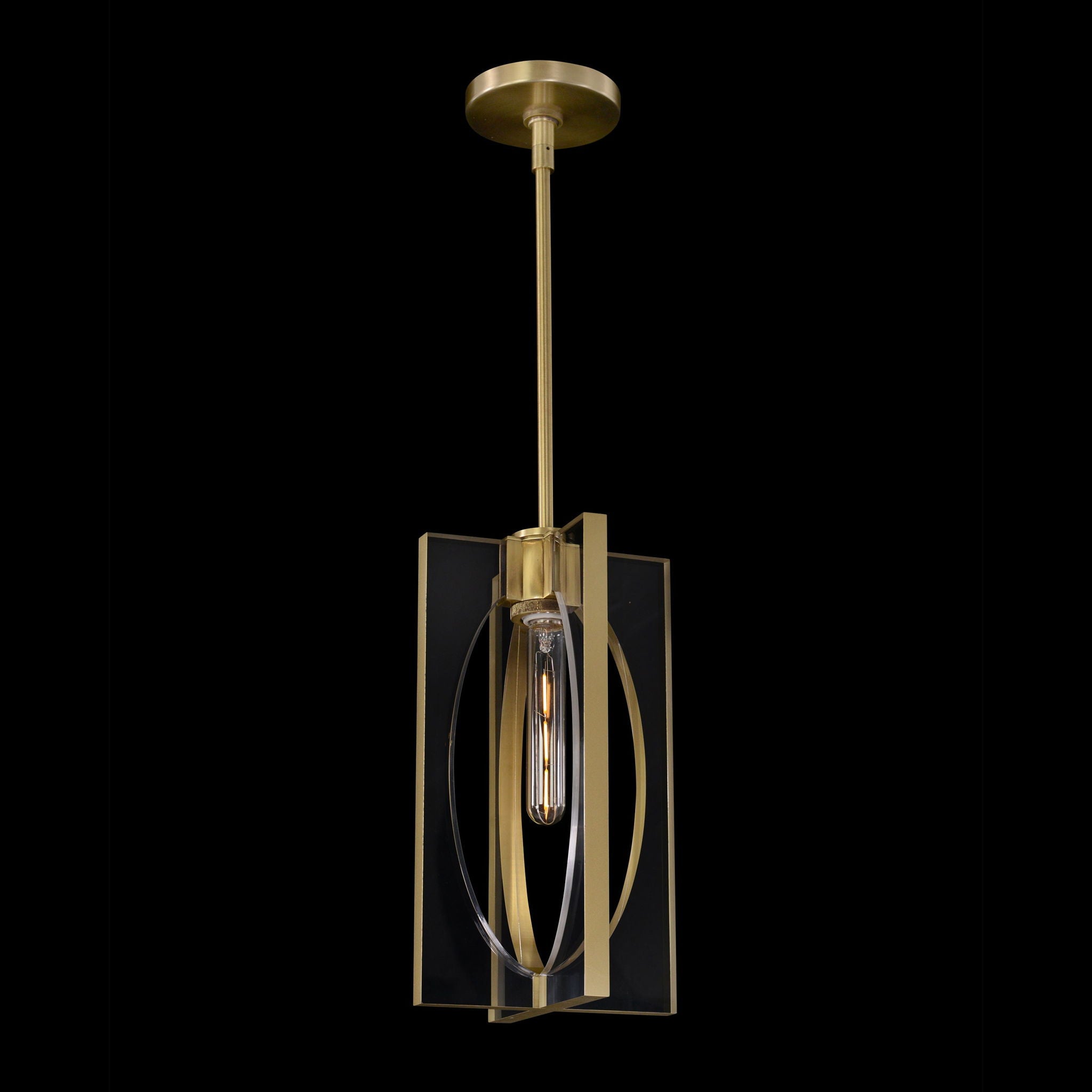 Genesis:  Acrylic And Antique Brass Single Droplight
