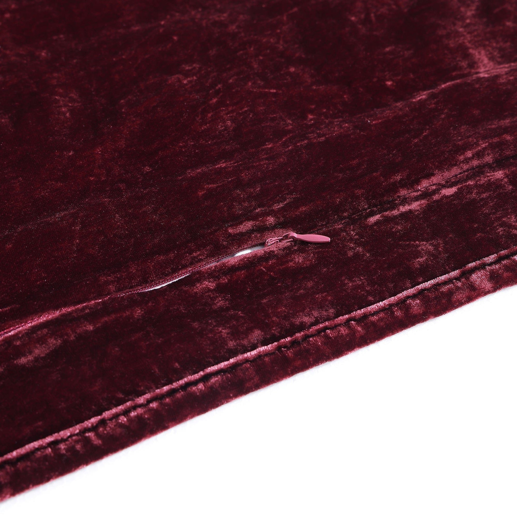 Stella - King Faux Silk Velvet Double Box Stitch Quilt Set (Set of 3) - Garnet Red