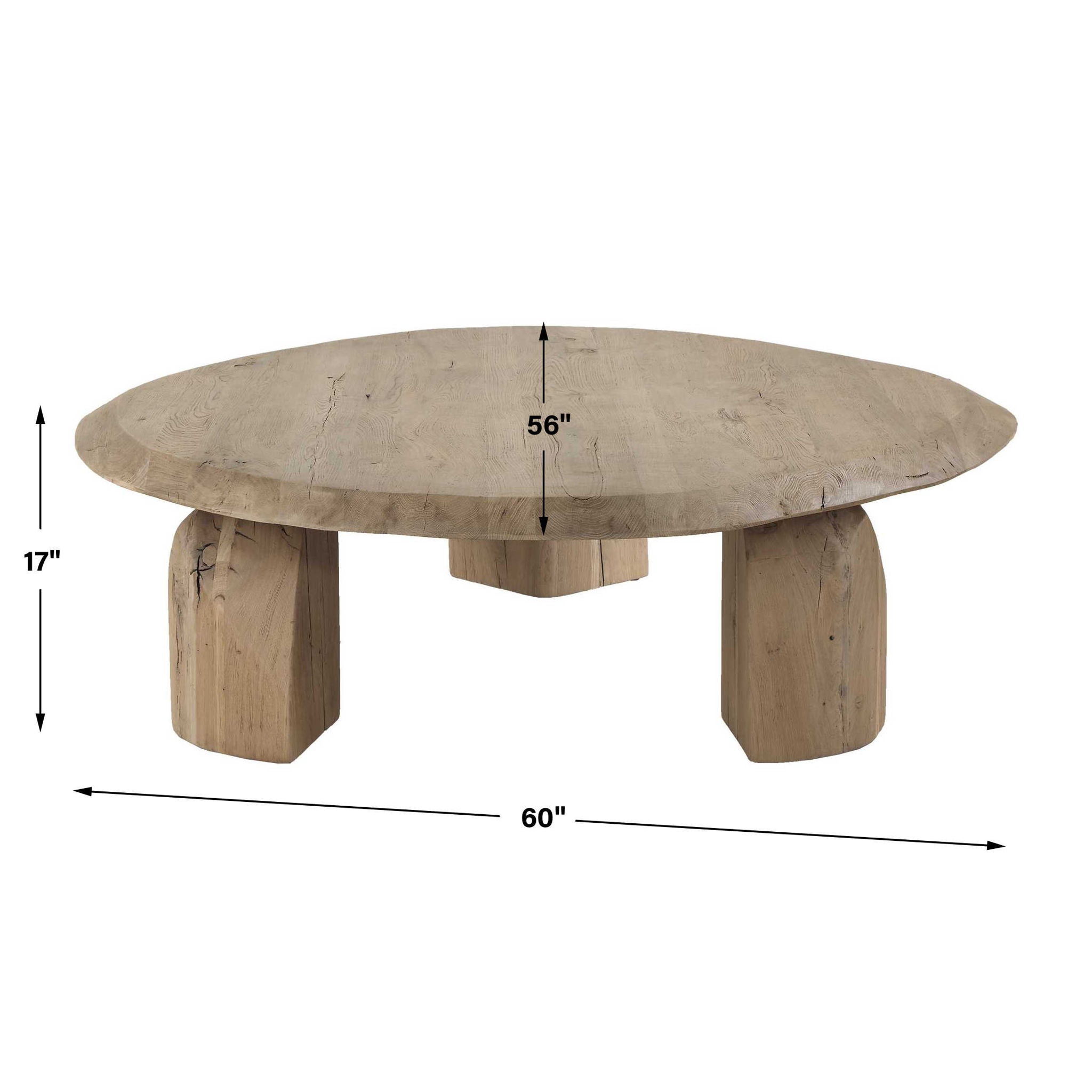 Tiernan - Reclaimed Oak Round Coffee Table - Woodtone